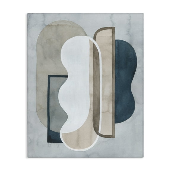 Stupell Industries Layered Wavy Shapes Abstract Painting Wrapped Canvas Art Print Wall Art, 16 x 20