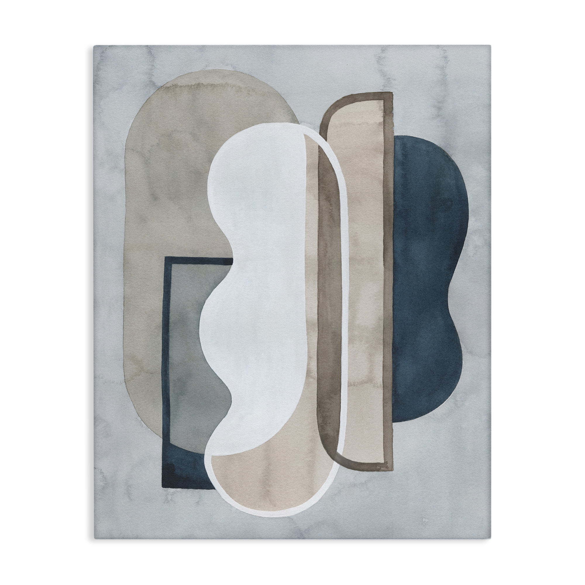 Stupell Industries Layered Wavy Shapes Abstract Painting Wrapped Canvas Art Print Wall Art, 36 x 48