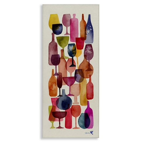 Stupell Industries Layered Wine Glasses Painting Food & Beverage Painting Gallery Wrapped Canvas Print Wall Art