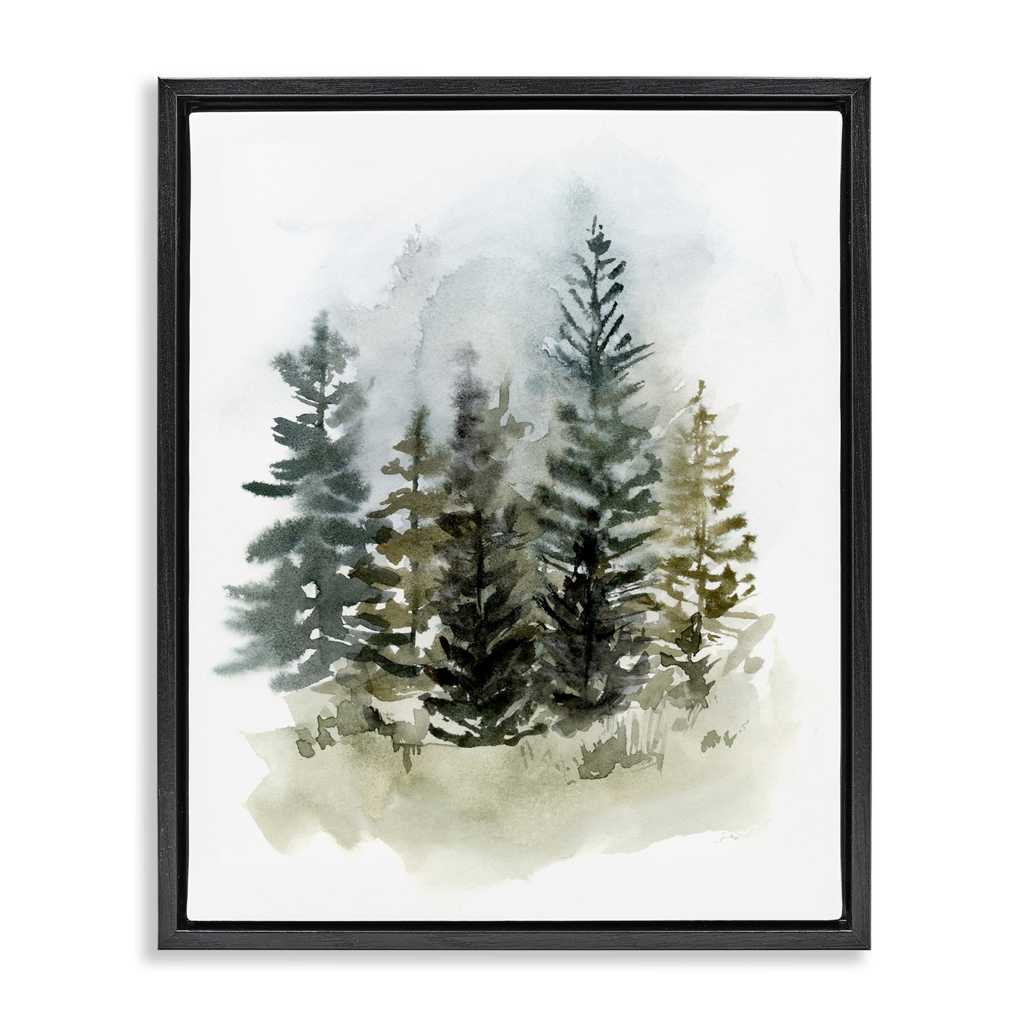 Stupell Industries Layered Woodland Trees Botanical & Floral Painting Black Floater Framed Art Print Wall Art, 17 x 21