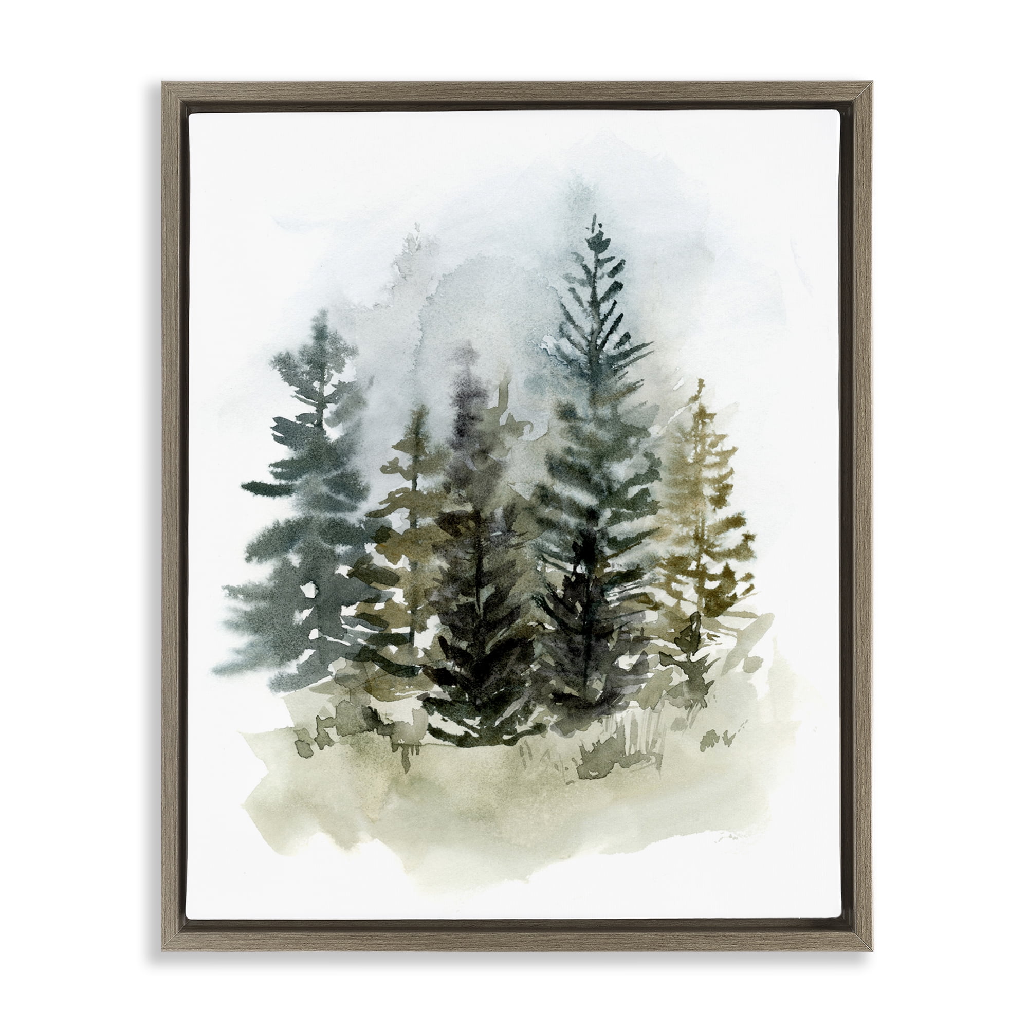 Stupell Industries Layered Woodland Trees Botanical & Floral Painting Brown Floater Framed Art Print Wall Art, 25 x 31