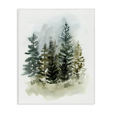 Stupell Industries Layered Woodland Trees Botanical & Floral Painting Gallery Wrapped Canvas Art Print Wall Art, 16 x 20