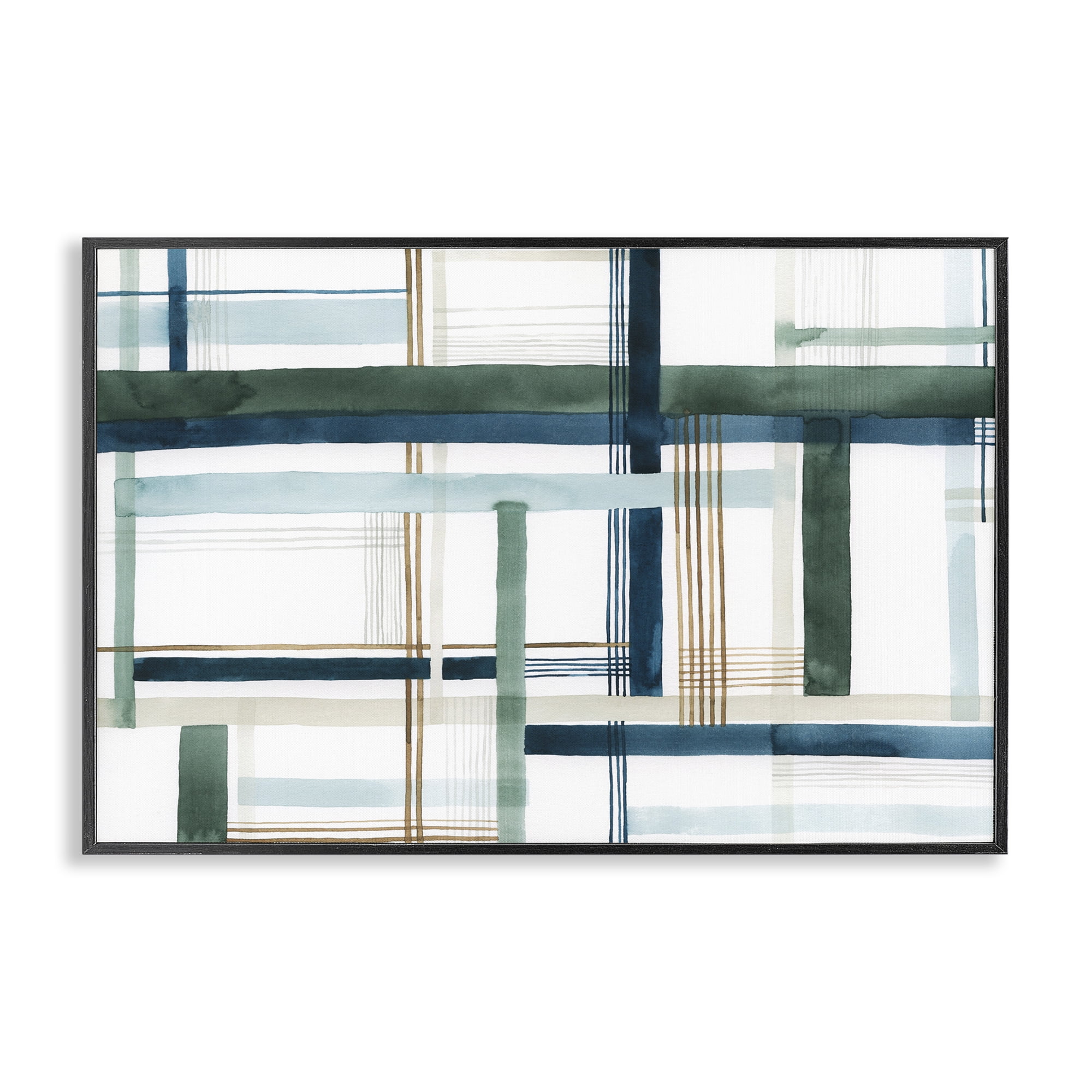 Stupell Industries Layered Woven Pattern Abstract Painting Black Framed Art Print Wall Art, 18 x 12