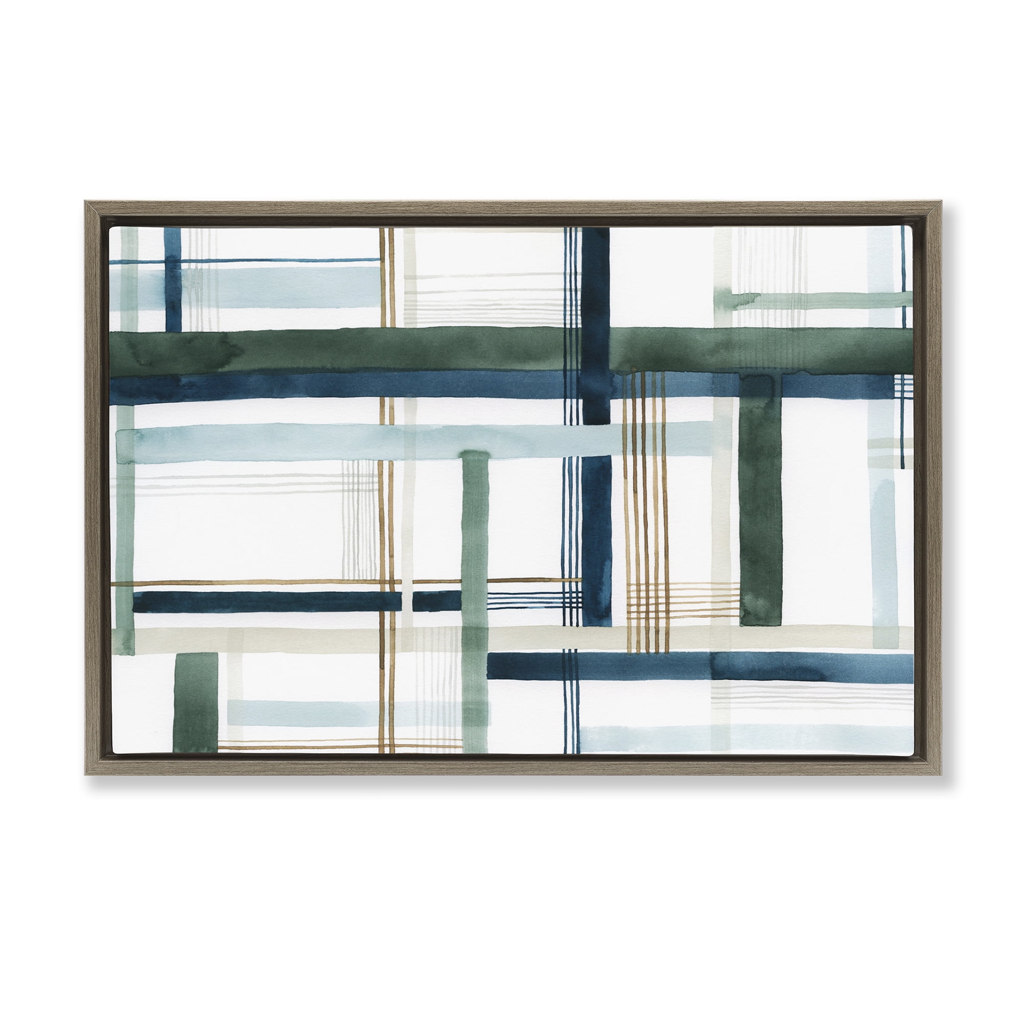 Stupell Industries Layered Woven Pattern Abstract Painting Brown Floater Framed Canvas Art Print Wall Art, 25 x 17