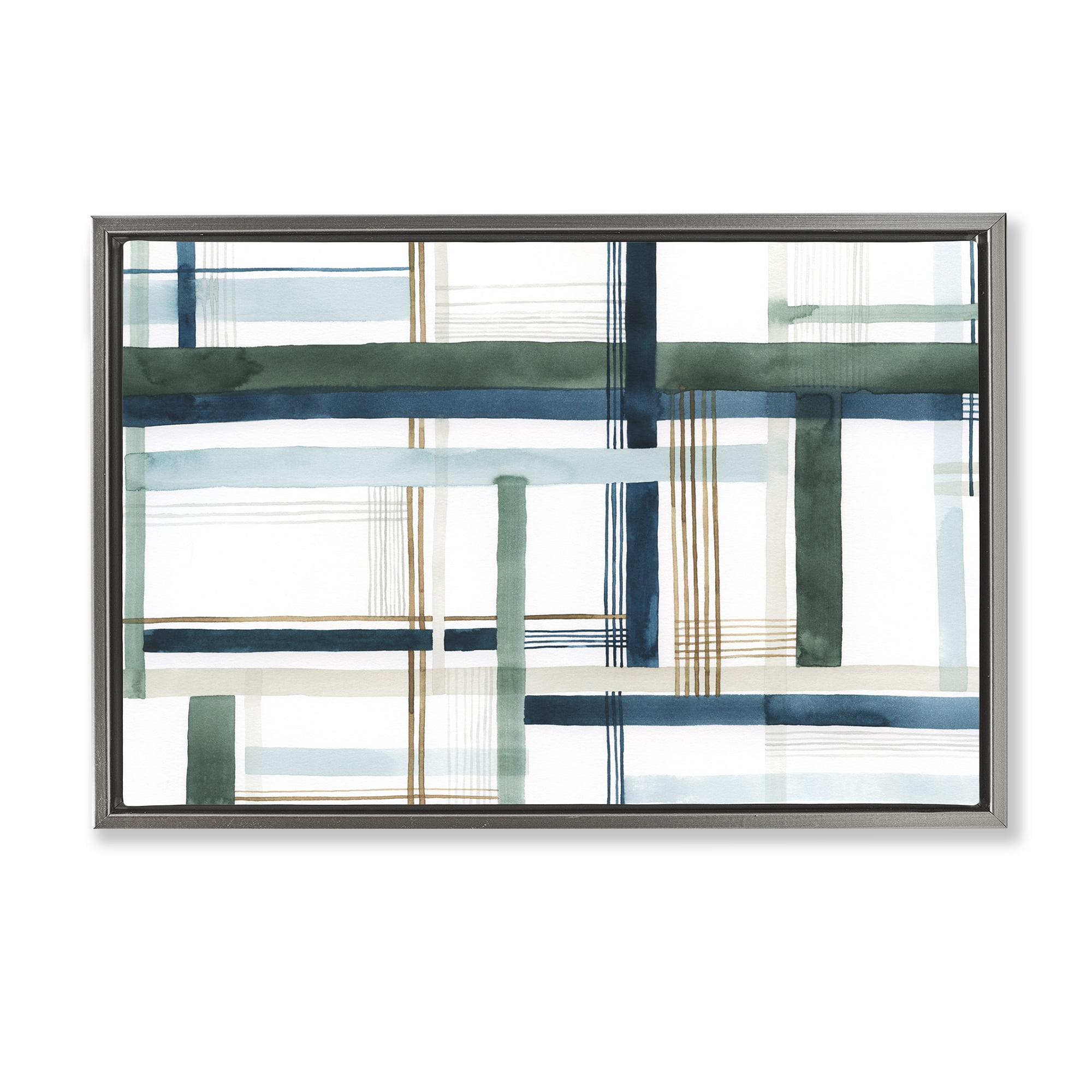 Stupell Industries Layered Woven Pattern Abstract Painting Gray Floater Framed Canvas Art Print Wall Art, 25 x 17