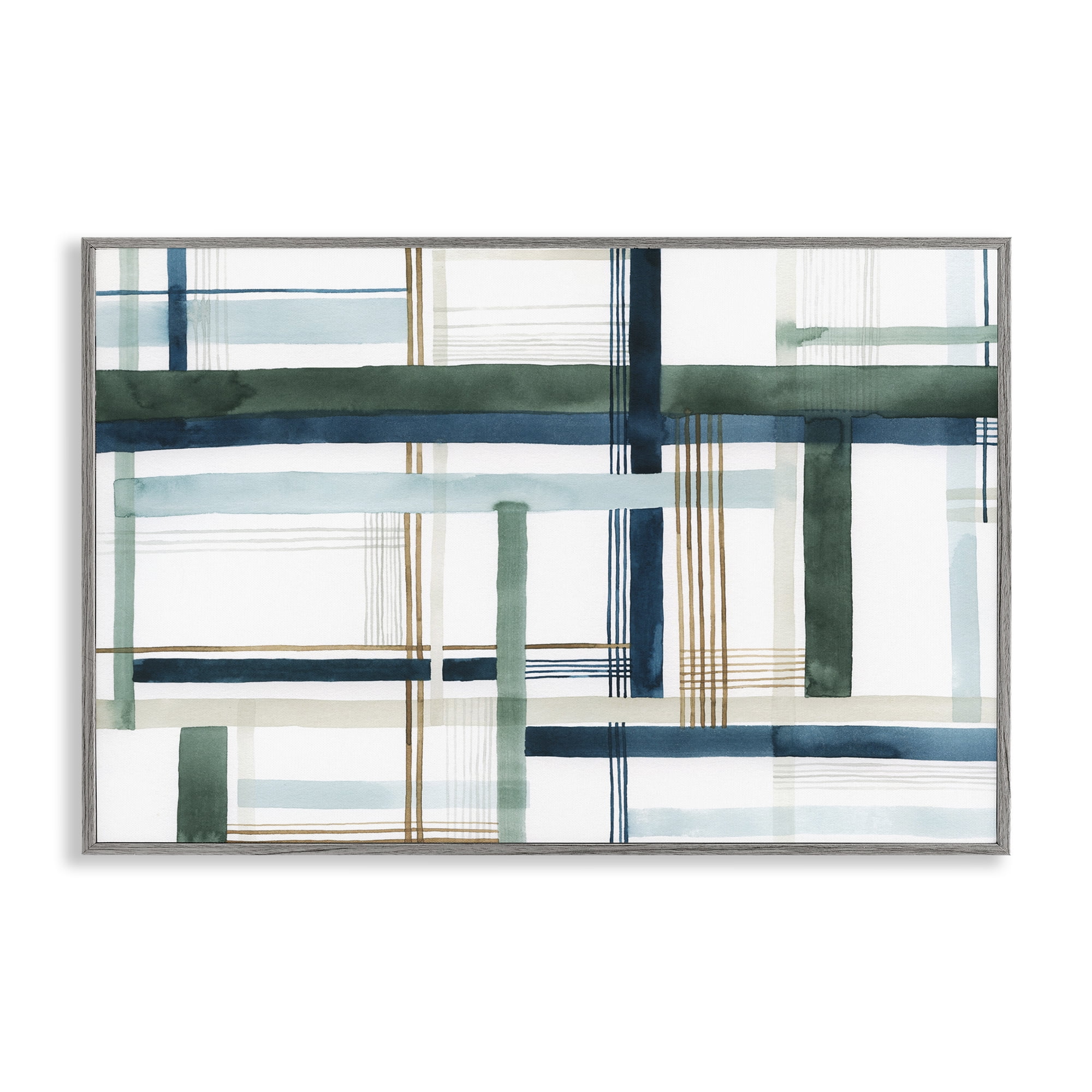 Stupell Industries Layered Woven Pattern Abstract Painting Gray Framed Art Print Wall Art, 24 x 16