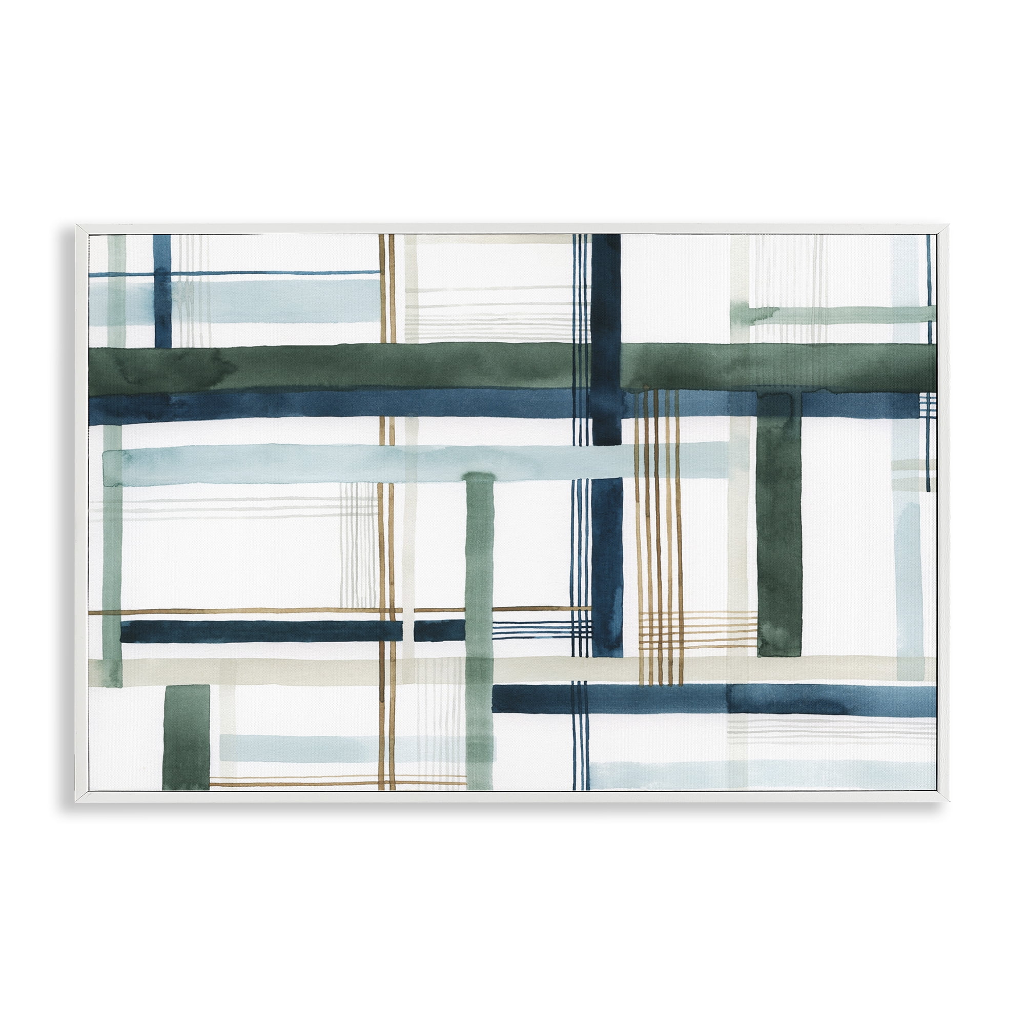 Stupell Industries Layered Woven Pattern Abstract Painting White Framed Art Print Wall Art, 18 x 12