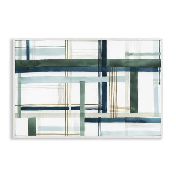 Stupell Industries Layered Woven Pattern Abstract Painting White Framed Art Print Wall Art, 18 x 12