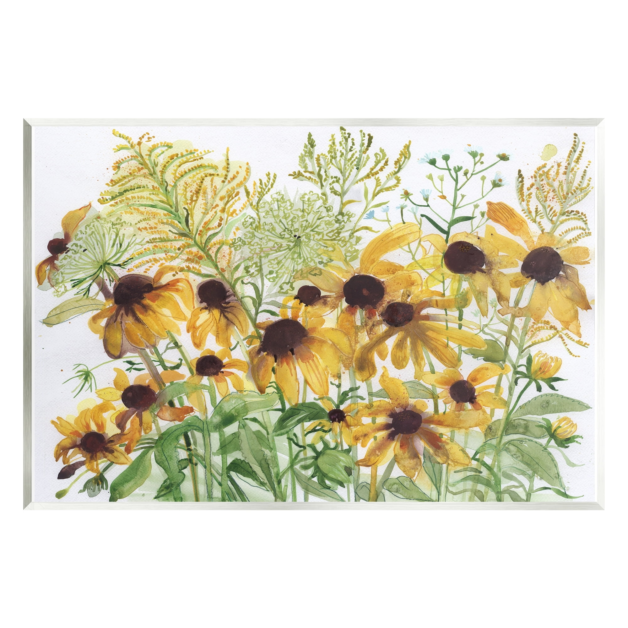 Stupell Industries Layered Yellow Daisy Blooms Wildflower Herb Sprouts Painting Unframed Art Print Wall Art, Design by unknown