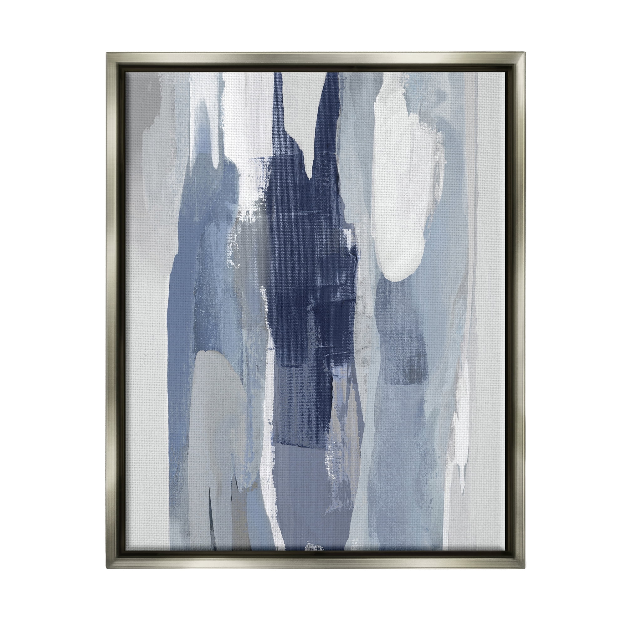 Stupell Industries Layers of Blue and White Abstract Movements Luster Gray Framed Floating