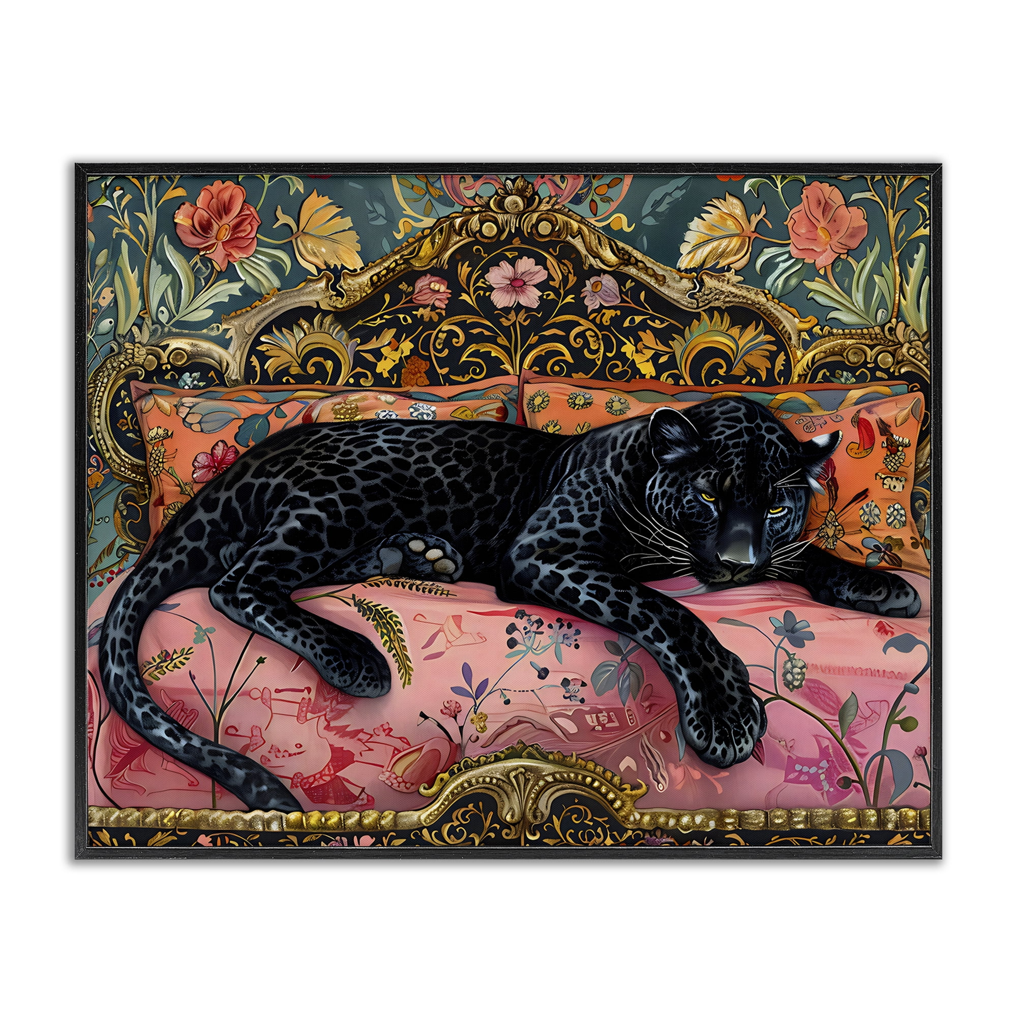Stupell Industries Lazy Black Elegant Leopard Black Framed Giclee Art, design by Creative Studio