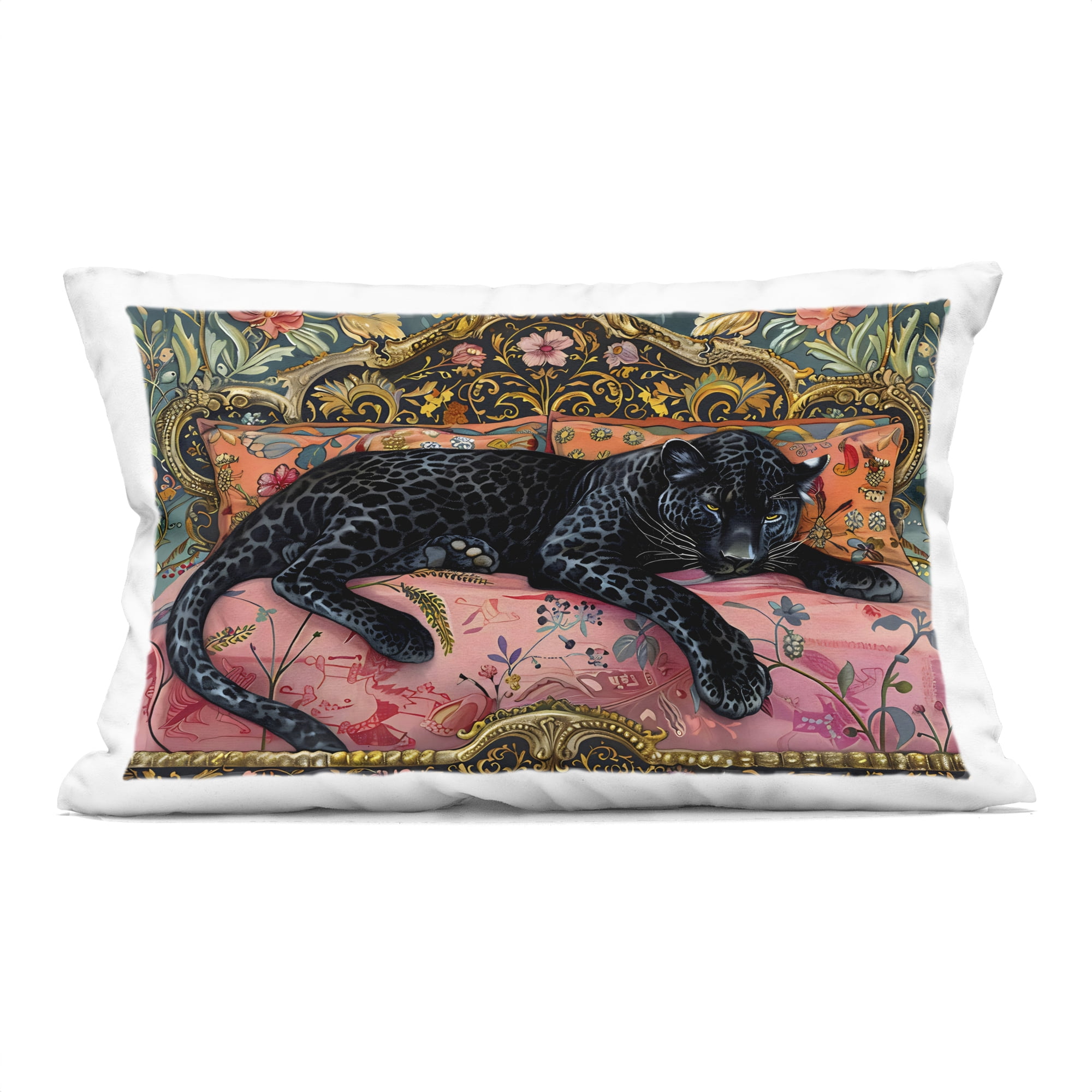 Stupell Industries Lazy Black Elegant Leopard Decorative Printed Throw Pillow, design by Creative Studio, 14 x 7 x 20