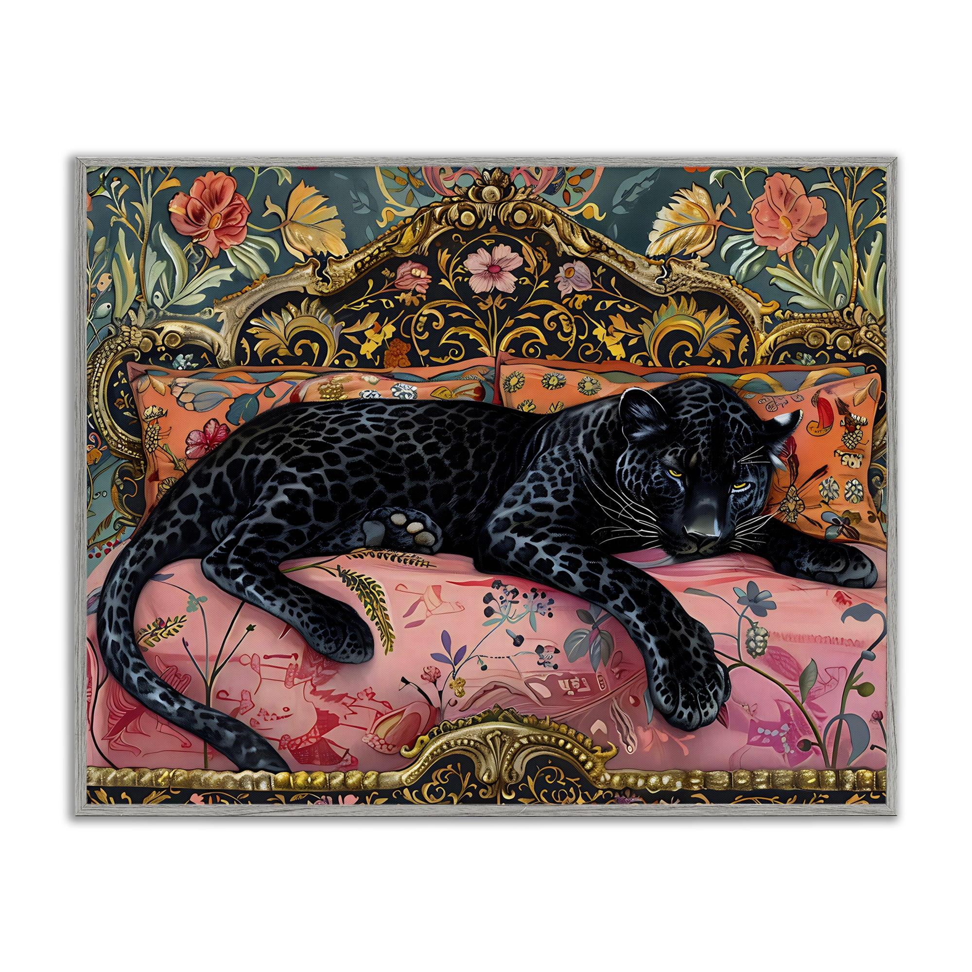 Stupell Industries Lazy Black Elegant Leopard Gray Framed Giclee Art, design by Creative Studio