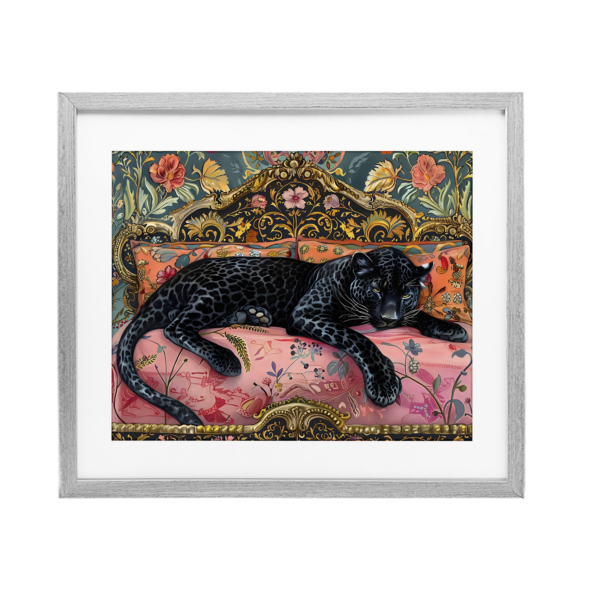 Stupell Industries Lazy Black Elegant Leopard Gray Framed Print Under Glass, design by Creative Studio