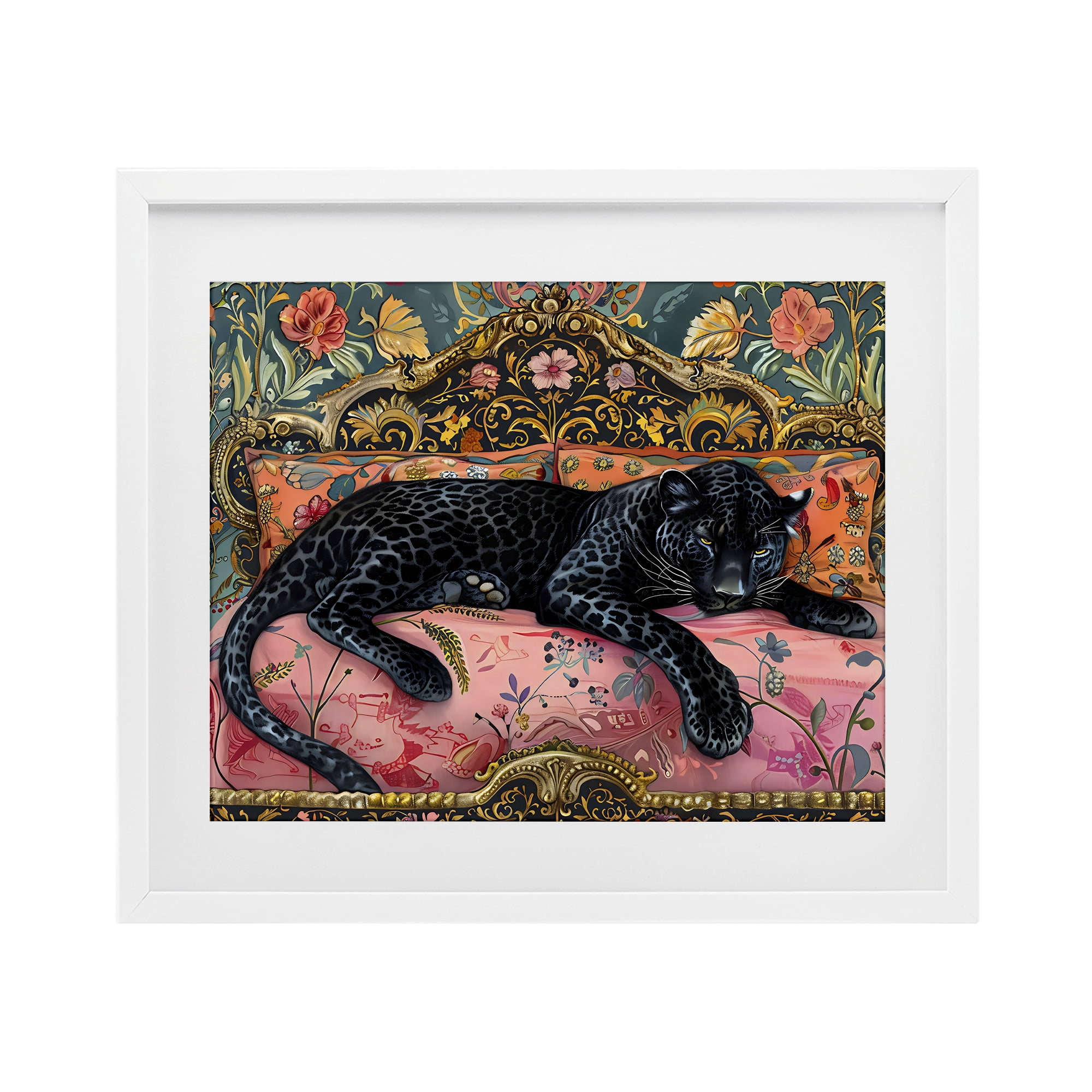 Stupell Industries Lazy Black Elegant Leopard White Framed Print Under Glass, design by Creative Studio