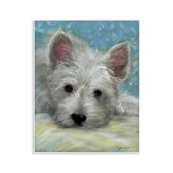 Lazy Day White Terrier Wall Plaque Art, 11 x 14, Made In USA