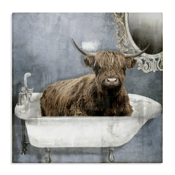 Stupell Industries Le Bain Bleu Cattle Canvas Wall Art design by Sophie 6, 17 x 17