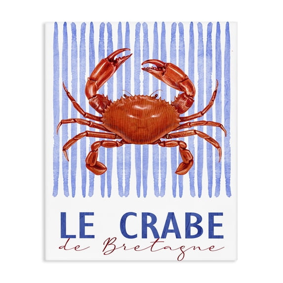 Stupell Industries Traditional Le Crabe Nautical Stripes Canvas Art, 16 x 20, by Kim Allen