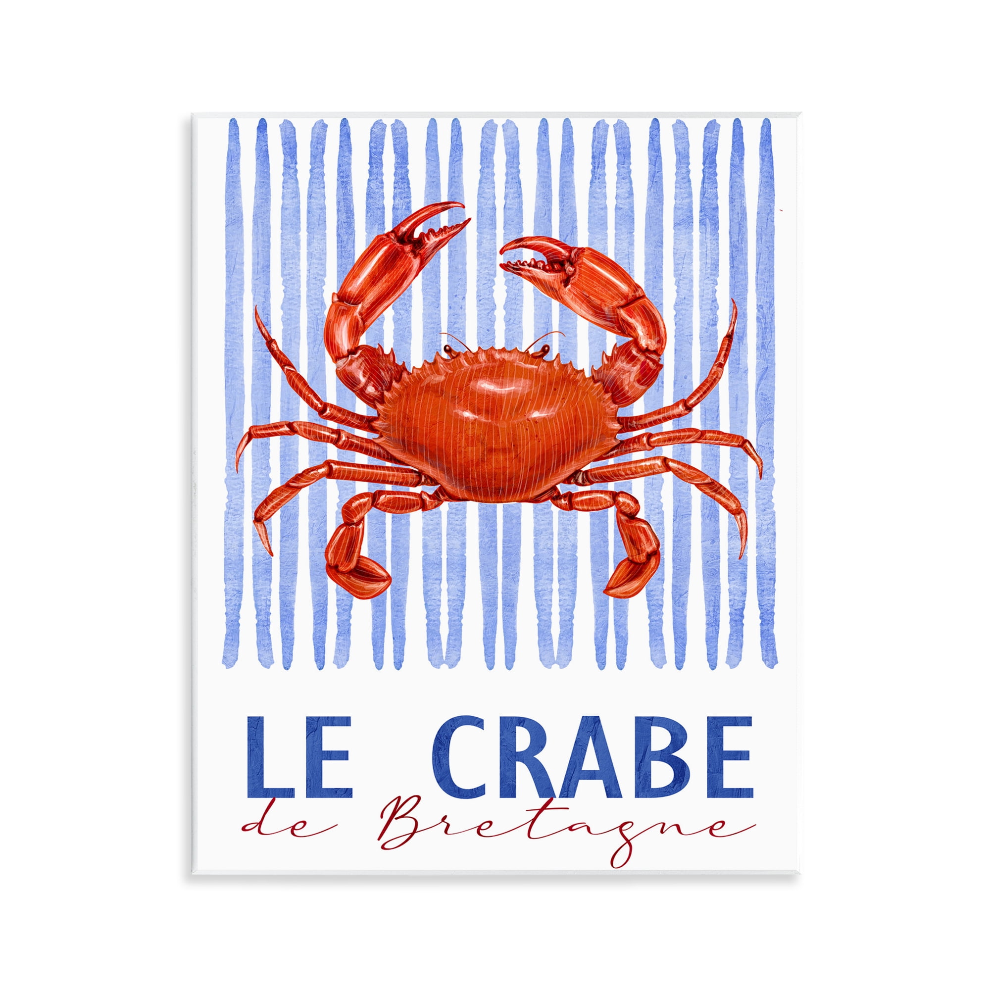 Stupell Industries Le Crabe Nautical Stripes Wall Plaque Art, design by Kim Allen