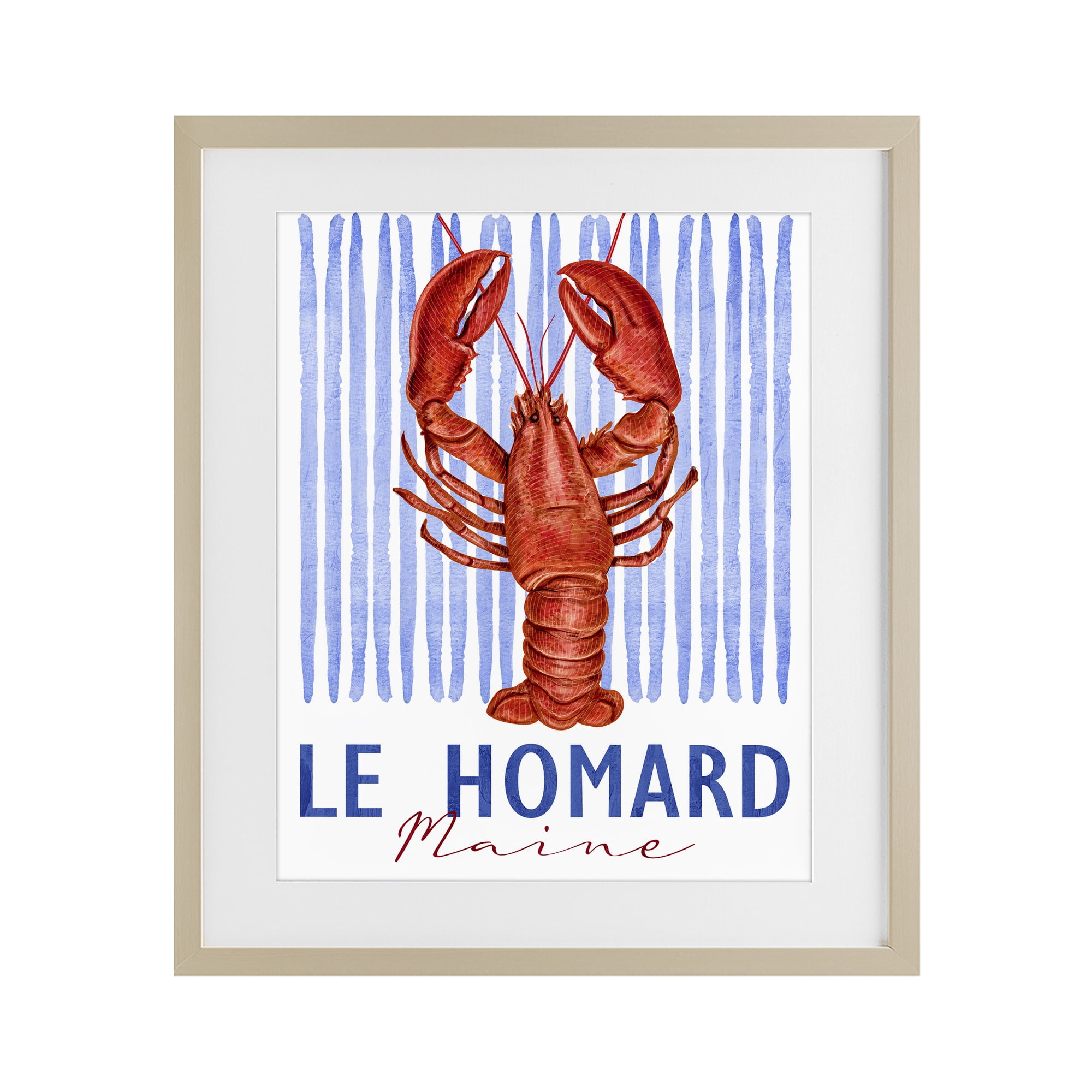 Stupell Industries Le Homard Nautical Stripes Birch Framed Print Under Glass, design by Kim Allen