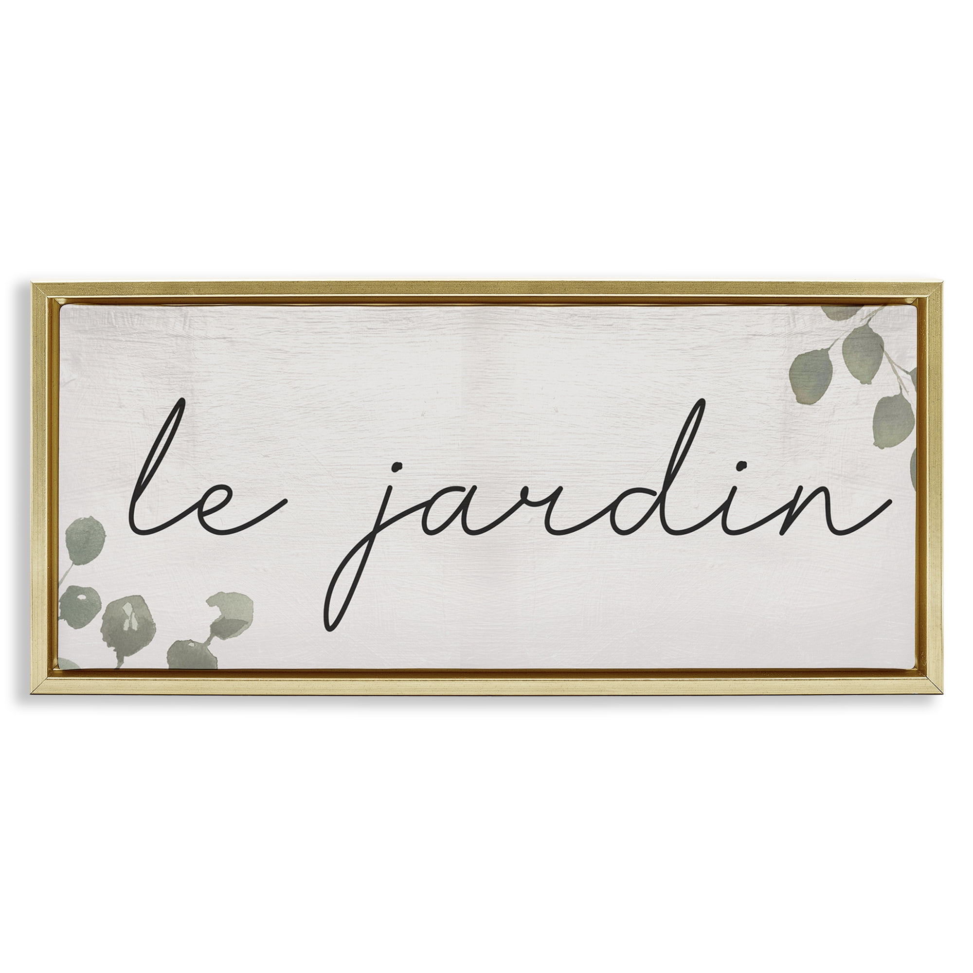 Stupell Industries Le Jardin Garden Plants & Flowers Painting Gold Floater Framed Canvas Art Print Wall Art, 31 x 14