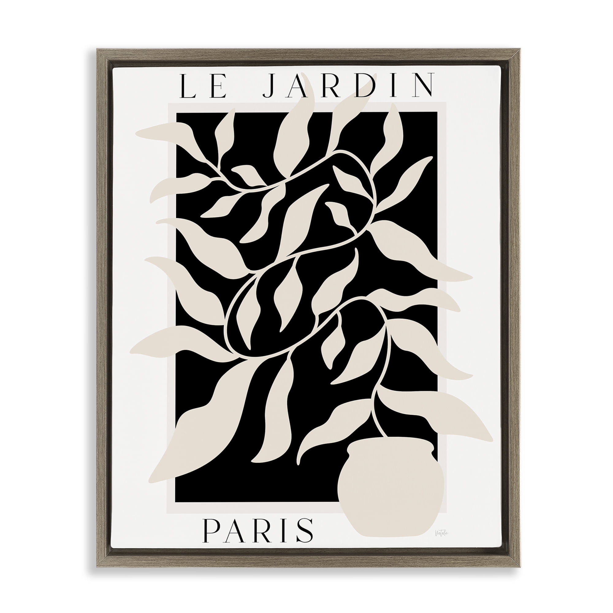 Stupell Industries Le Jardin Paris Botanicals Brown Framed Floater Canvas Wall Art, design by Natalie Carpentieri