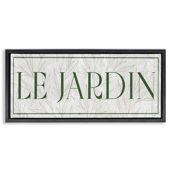 Stupell Industries Le Jardin on Minimal Leaves Black Framed Floater Canvas Wall Art design by Lil' Rue, 11 x 25