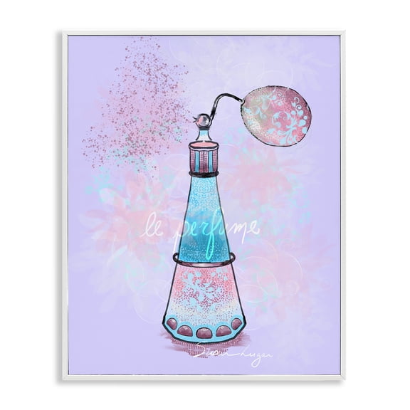 Stupell Industries Le Perfume on Purple White Framed Giclee Art design by Susan Lugar, 14 x 11
