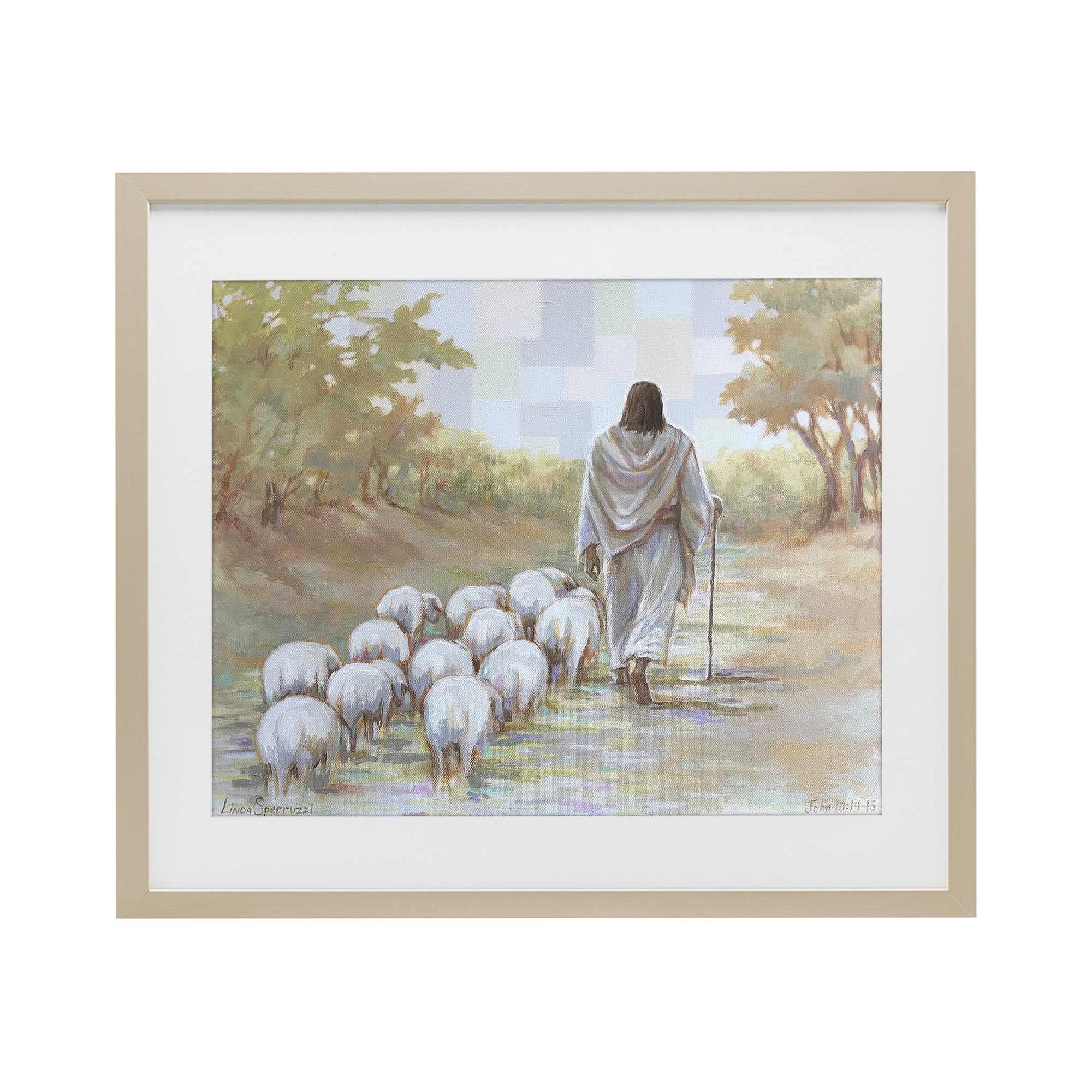 Stupell Industries Lead On Good Shepherd Birch Framed Print Under Glass, design by Linda Sperruzzi