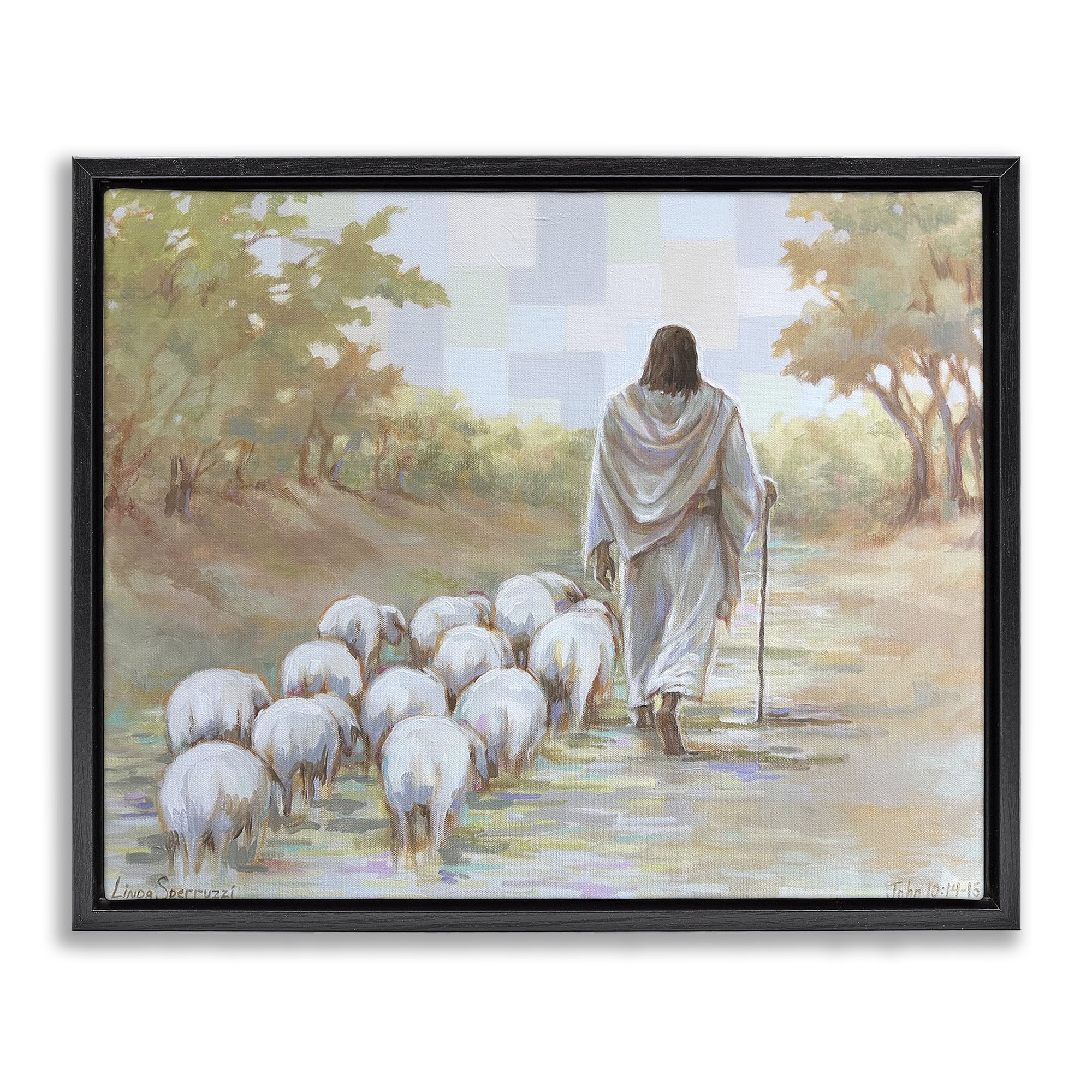 Stupell Industries Lead On Good Shepherd Black Framed Floater Canvas Wall Art, design by Linda Sperruzzi