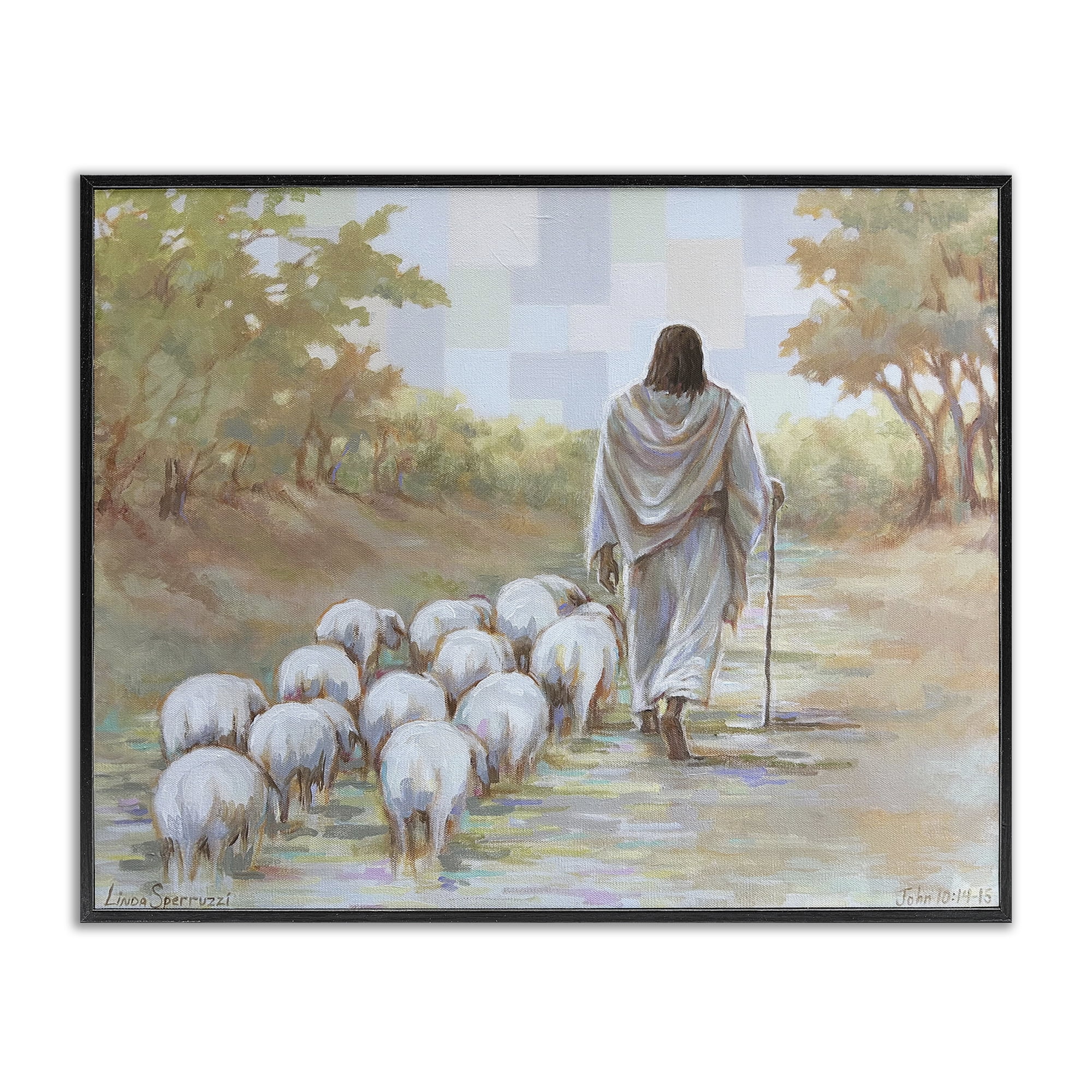 Stupell Industries Lead On Good Shepherd Black Framed Giclee Art, design by Linda Sperruzzi