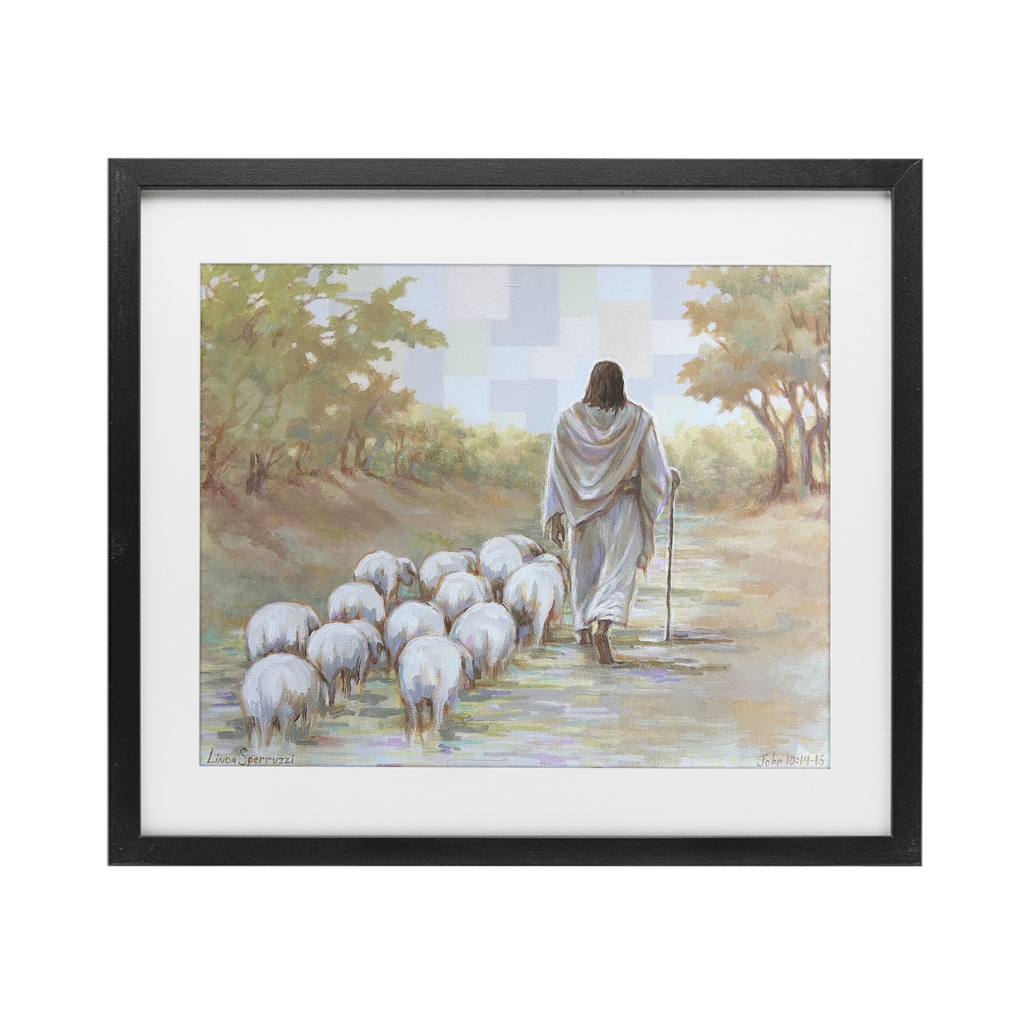Stupell Industries Lead On Good Shepherd Black Framed Print Under Glass, design by Linda Sperruzzi