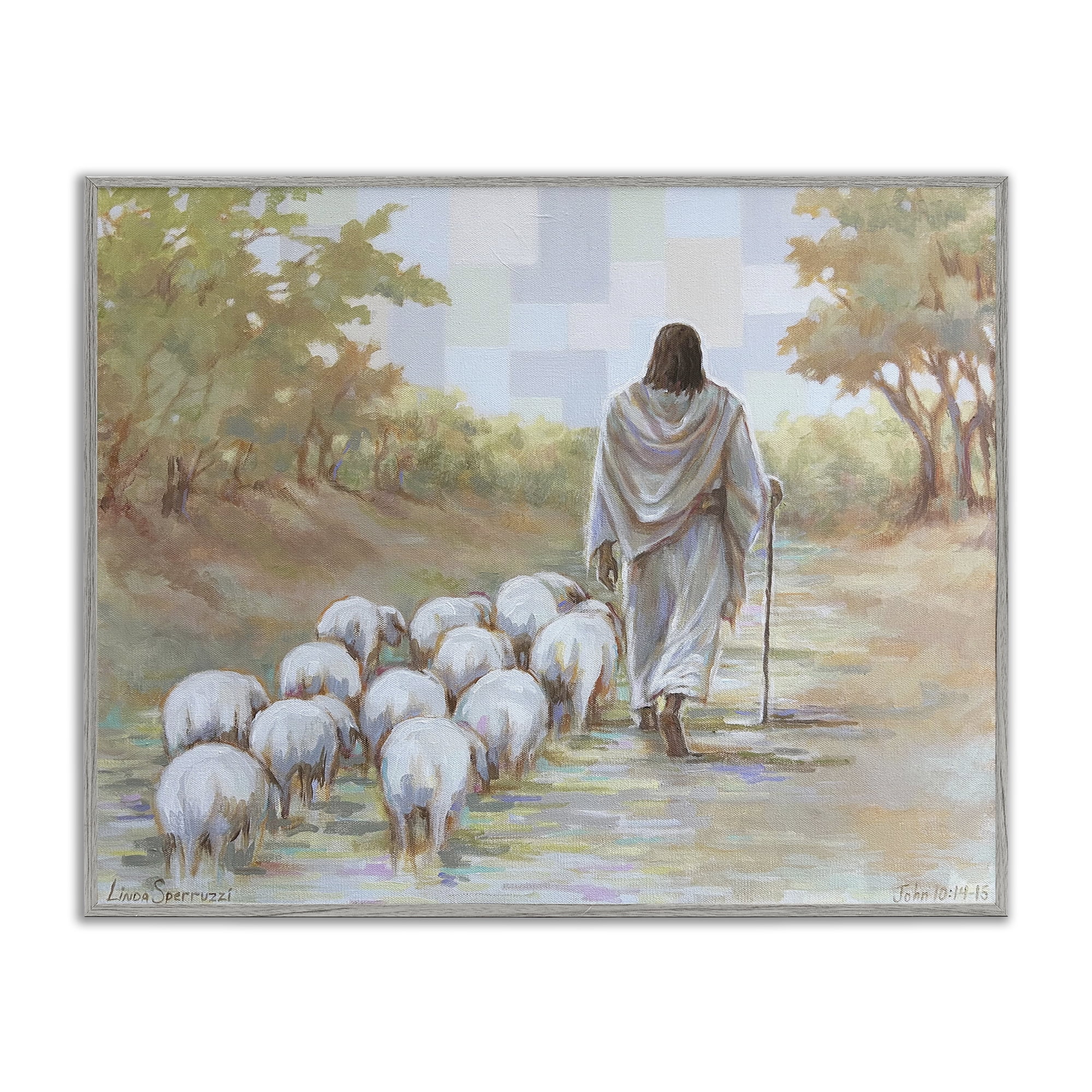 Stupell Industries Lead On Good Shepherd Gray Framed Giclee Art, design by Linda Sperruzzi
