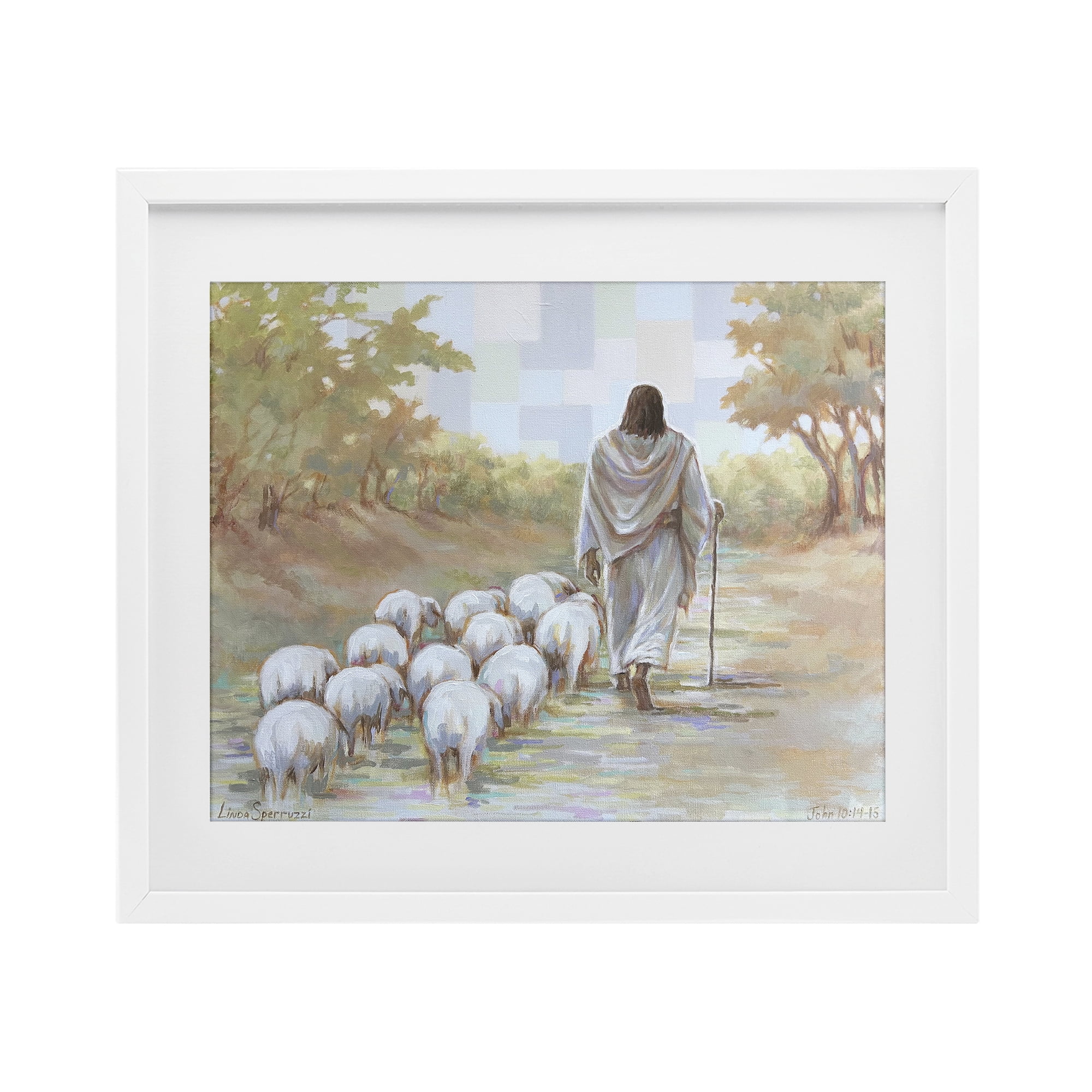 Stupell Industries Lead On Good Shepherd White Framed Print Under Glass, design by Linda Sperruzzi
