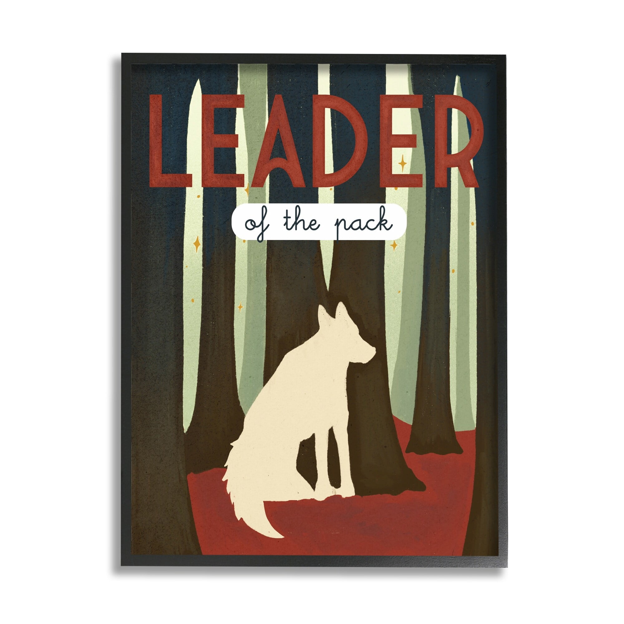 Stupell Industries Leader Of The Pack Wolf Woodland Trees Rustic Kids,11 x 14, Design by Daphne Polselli