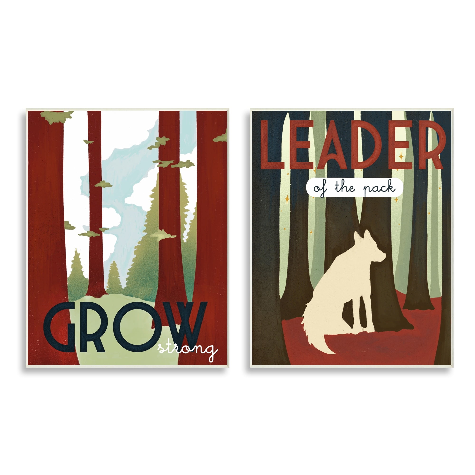 Stupell Industries Leader of Pack Growth Motivational Phrase Forest Wolf,10 x 15, Design by Daphne Polselli