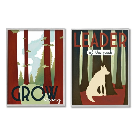 Stupell Industries Leader of Pack Growth Motivational Phrase Forest Wolf,24 x 30, Design by Daphne Polselli