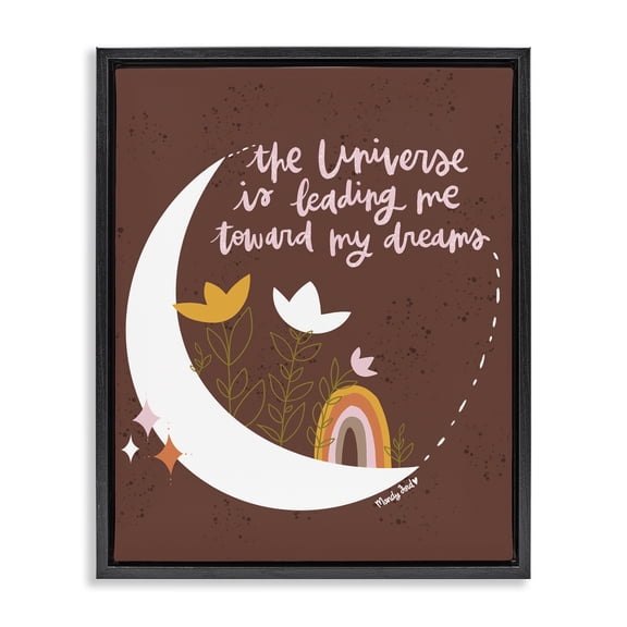 Stupell Industries Leading Me To My Dreams Quotes and Sayings Painting Black Floater Framed Canvas Art Print Wall Art, 25 x 31