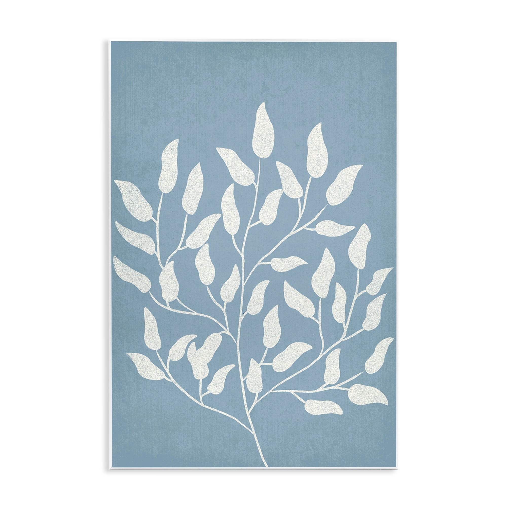 Stupell Industries Leaf Impressions on Blue Plants & Flowers Painting Unframed Art Print Wall Art, 13 x 19