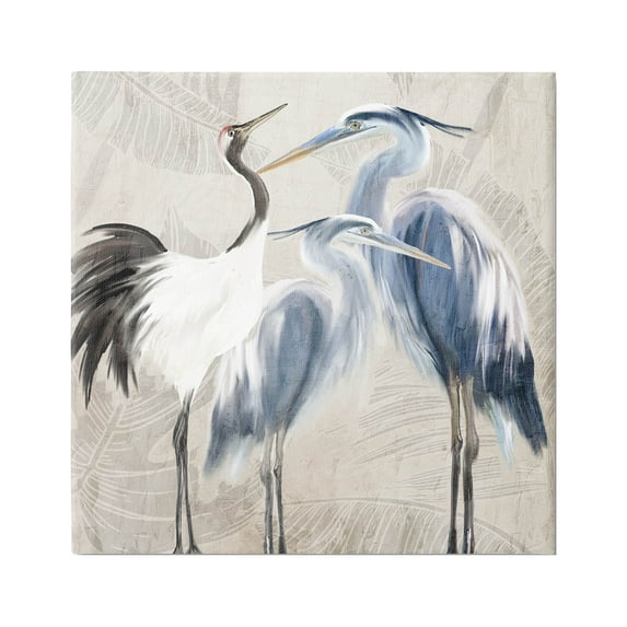 Stupell Industries Leaf Patterned Crane Heron Birds Graphic Art Gallery Wrapped Canvas Print Wall Art, Design by Kim Allen
