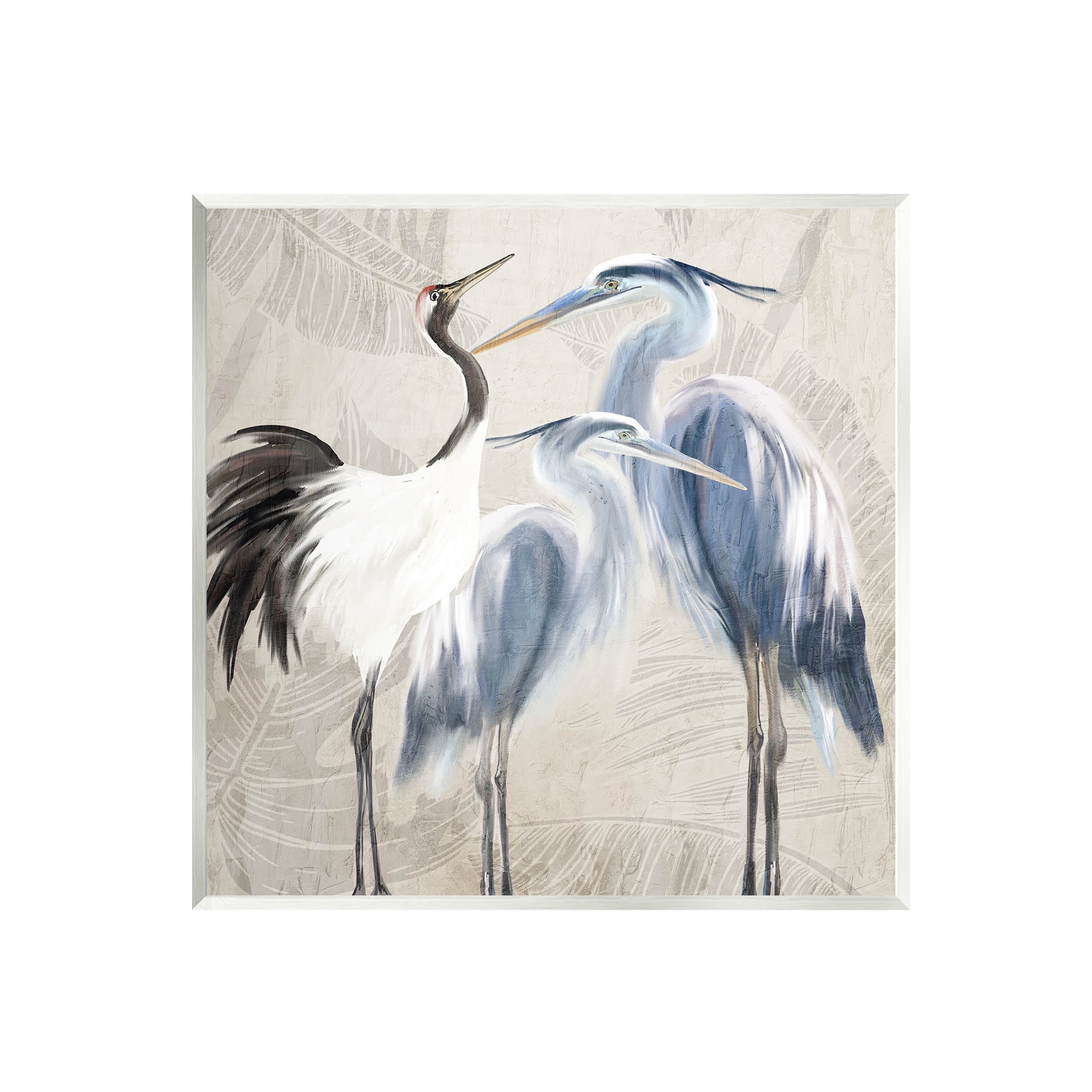 Stupell Industries Leaf Patterned Crane Heron Birds Graphic Art Unframed Art Print Wall Art, Design by Kim Allen