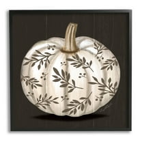 Stupell Industries Leaf Patterned Fall Pumpkin Graphic Art Black Framed Art Print Wall Art, Design by Elizabeth Tyndall