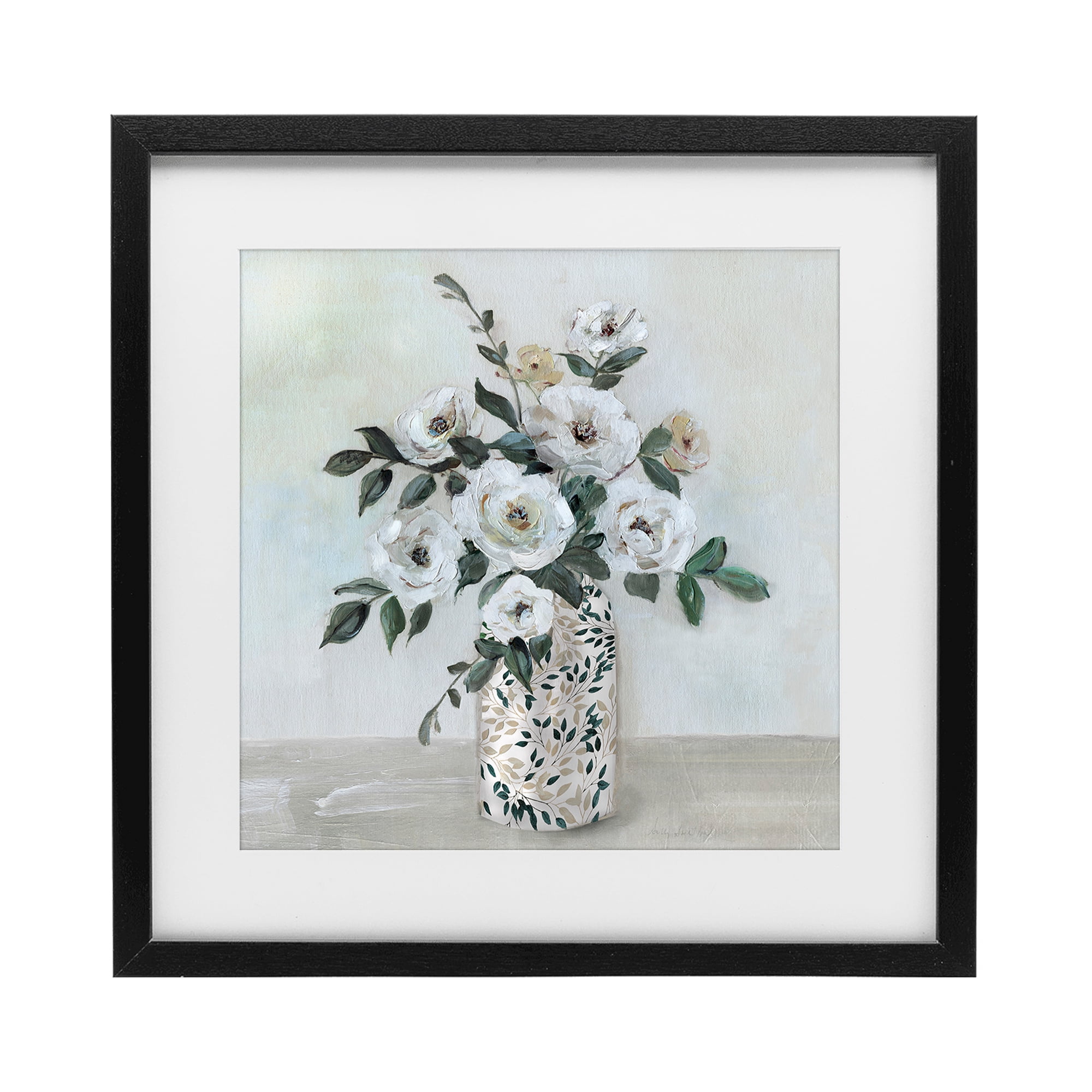 Stupell Industries Leaf Patterned Flower Vase Black Framed Print Under Glass, design by Sally Swatland