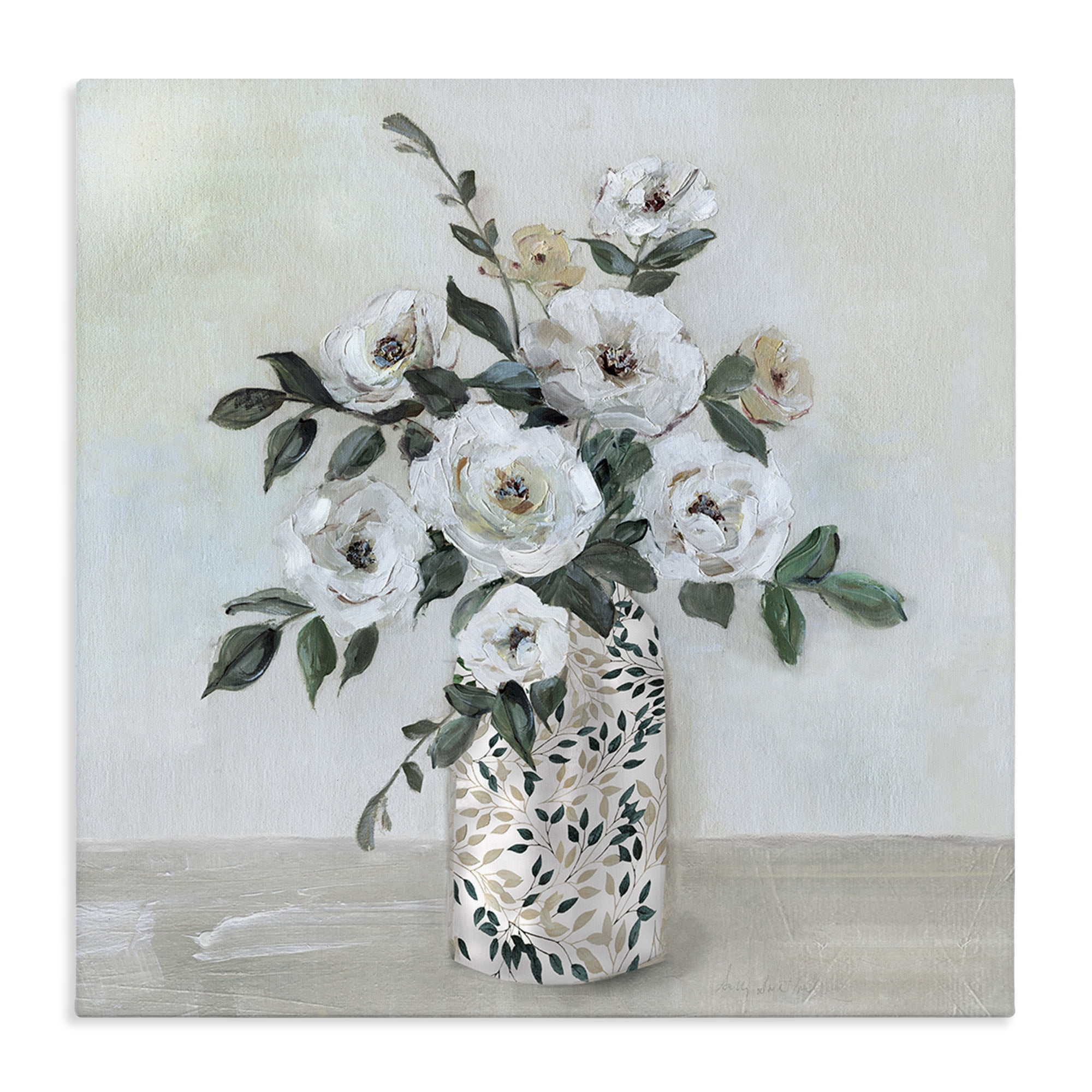 Stupell Industries Leaf Patterned Flower Vase Canvas Wall Art, design by Sally Swatland