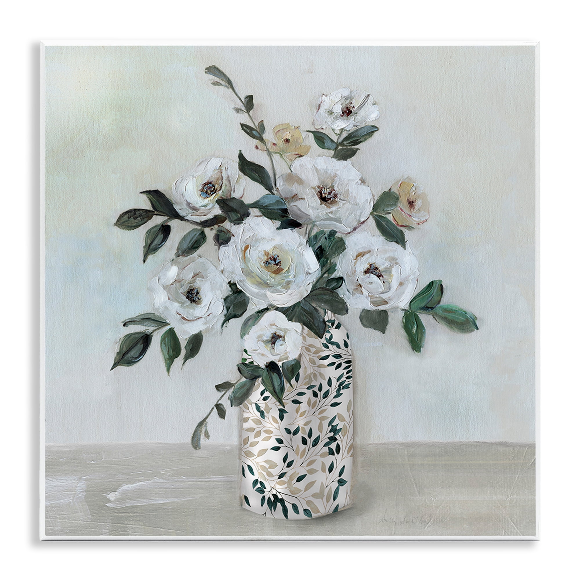Stupell Industries Leaf Patterned Flower Vase Wall Plaque Art, design by Sally Swatland