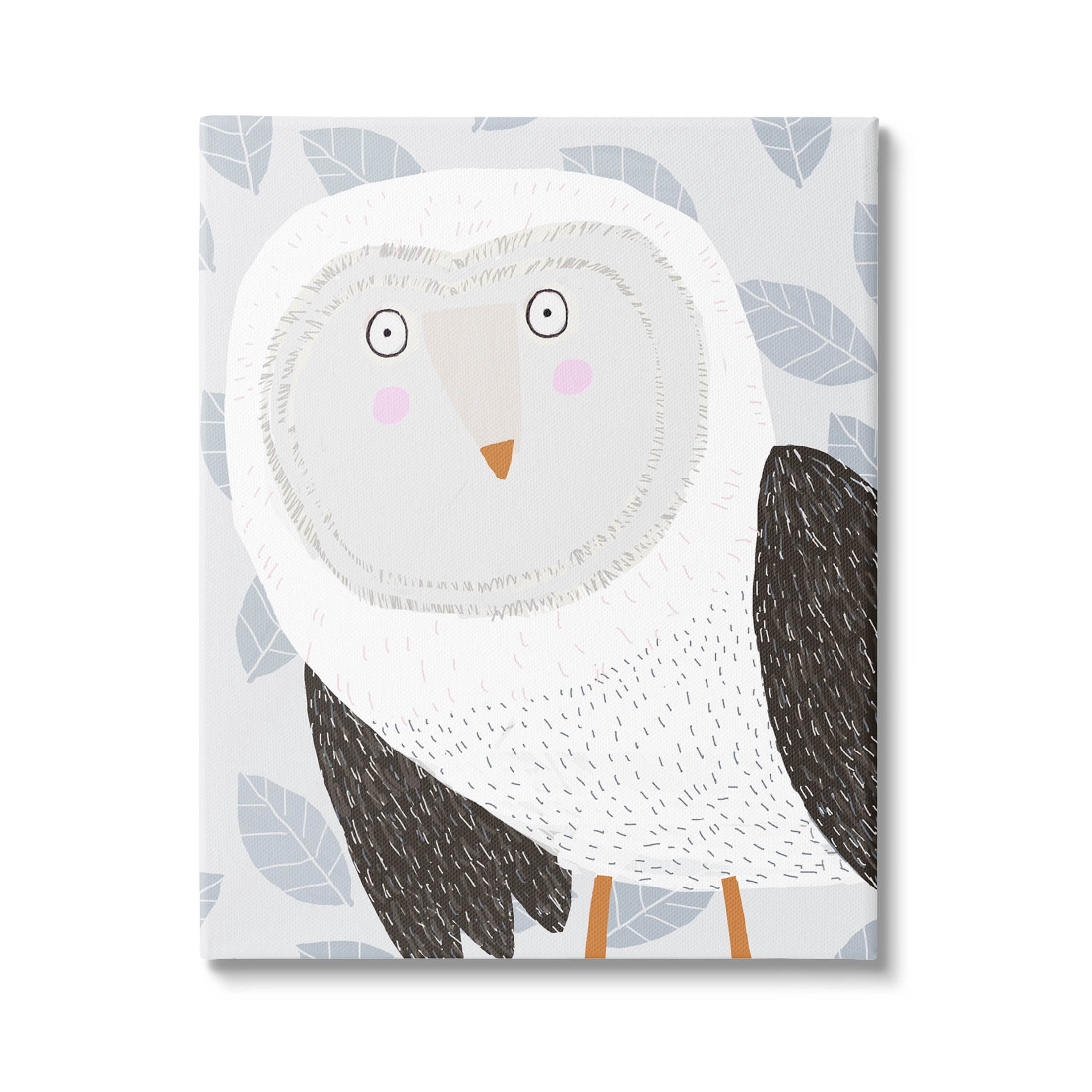 Stupell Industries Leaf Patterned Owl Bird Graphic Art Gallery Wrapped Canvas Print Wall Art, Design by Carla Daly