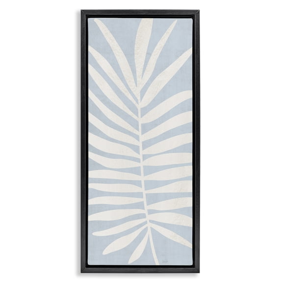 Stupell Industries Modern Leaf Silhouette on Sky Blue Black Floating Frame Canvas Art, 11 x 25, by Natalie Carpentieri