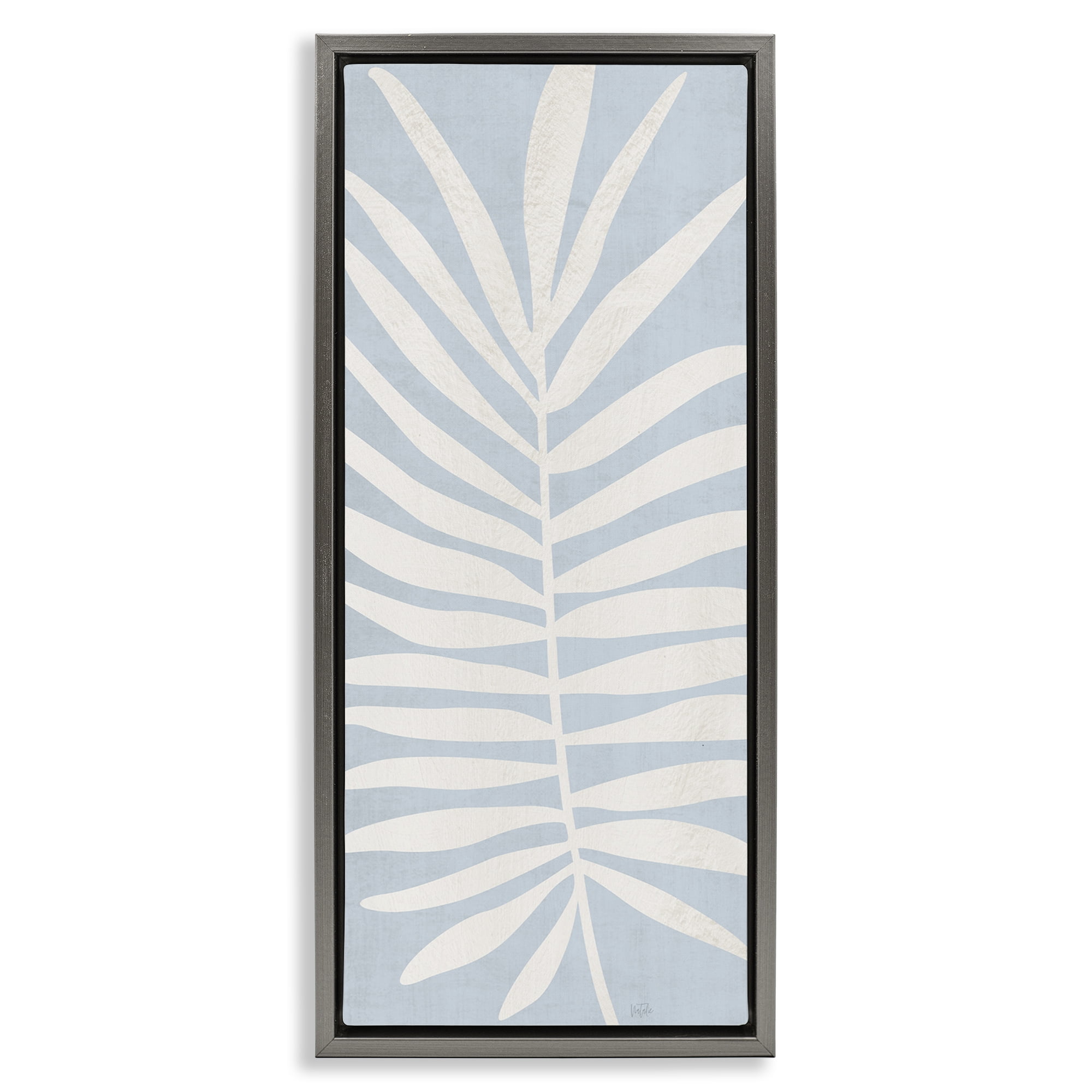 Stupell Industries Leaf Silhouette on Sky Blue Gray Framed Floater Canvas Wall Art, design by Natalie Carpentieri