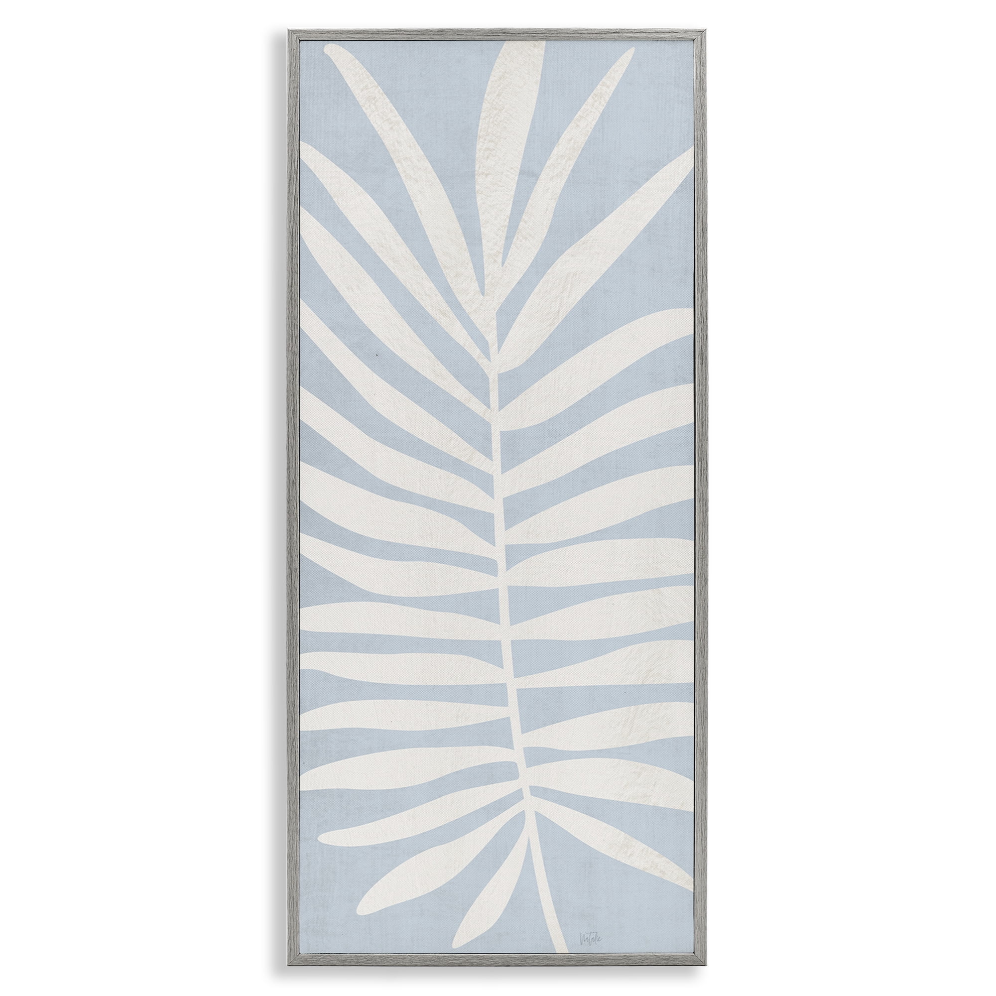 Stupell Industries Leaf Silhouette on Sky Blue Gray Framed Giclee Art, design by Natalie Carpentieri