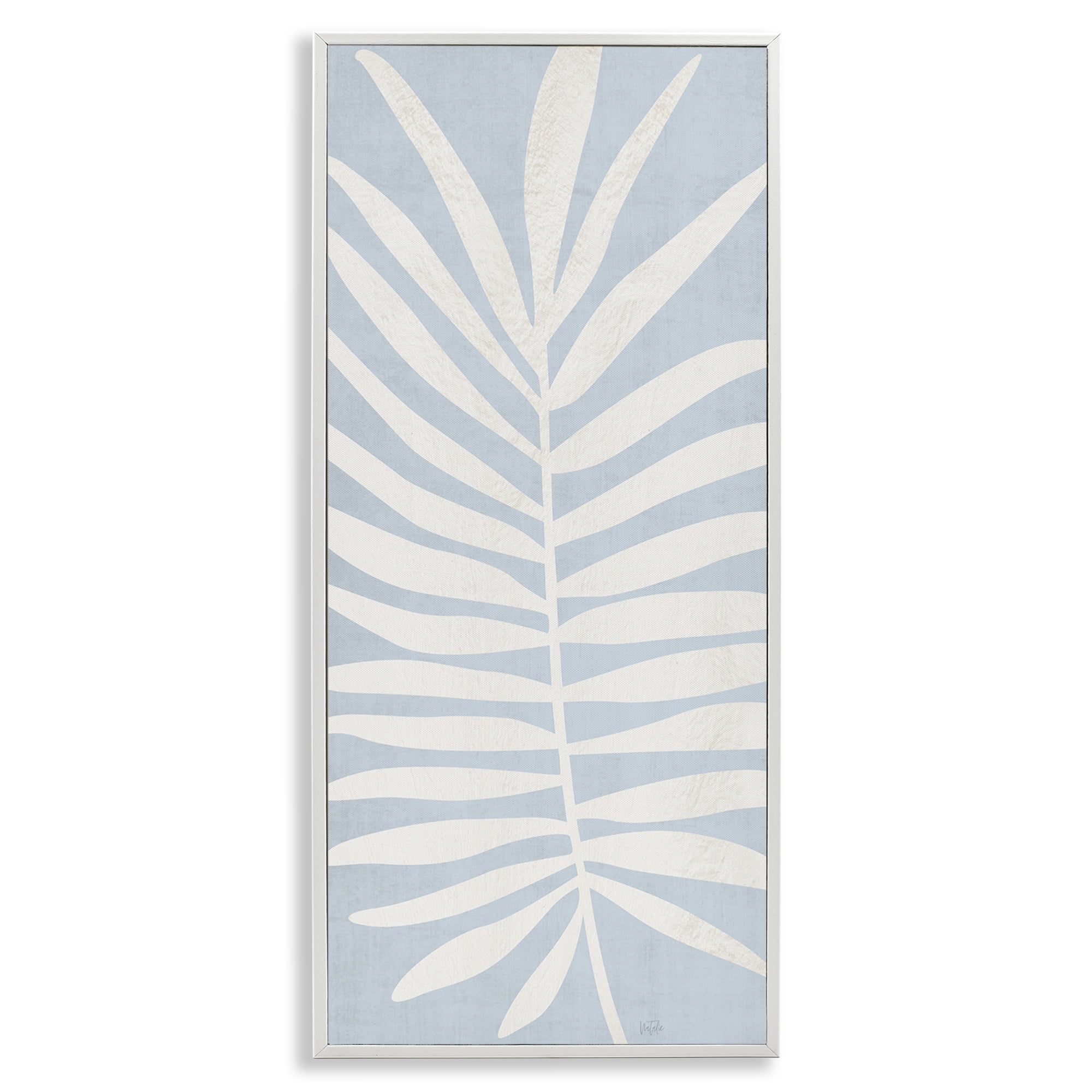 Stupell Industries Leaf Silhouette on Sky Blue White Framed Giclee Art, design by Natalie Carpentieri